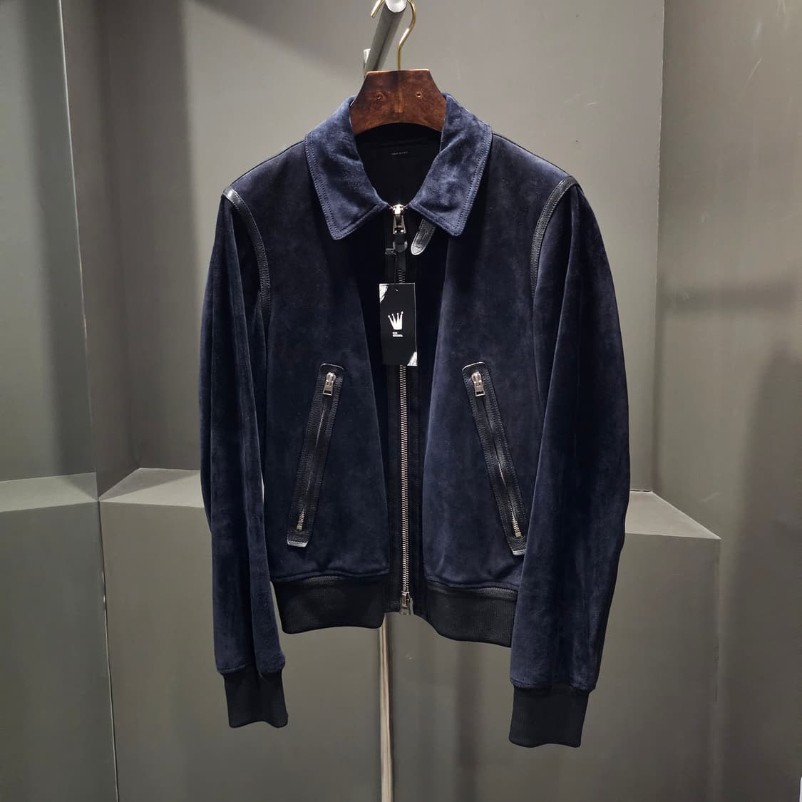 톰포드 레더트리밍 스웨이드 트러커 가죽자켓 상품이미지1