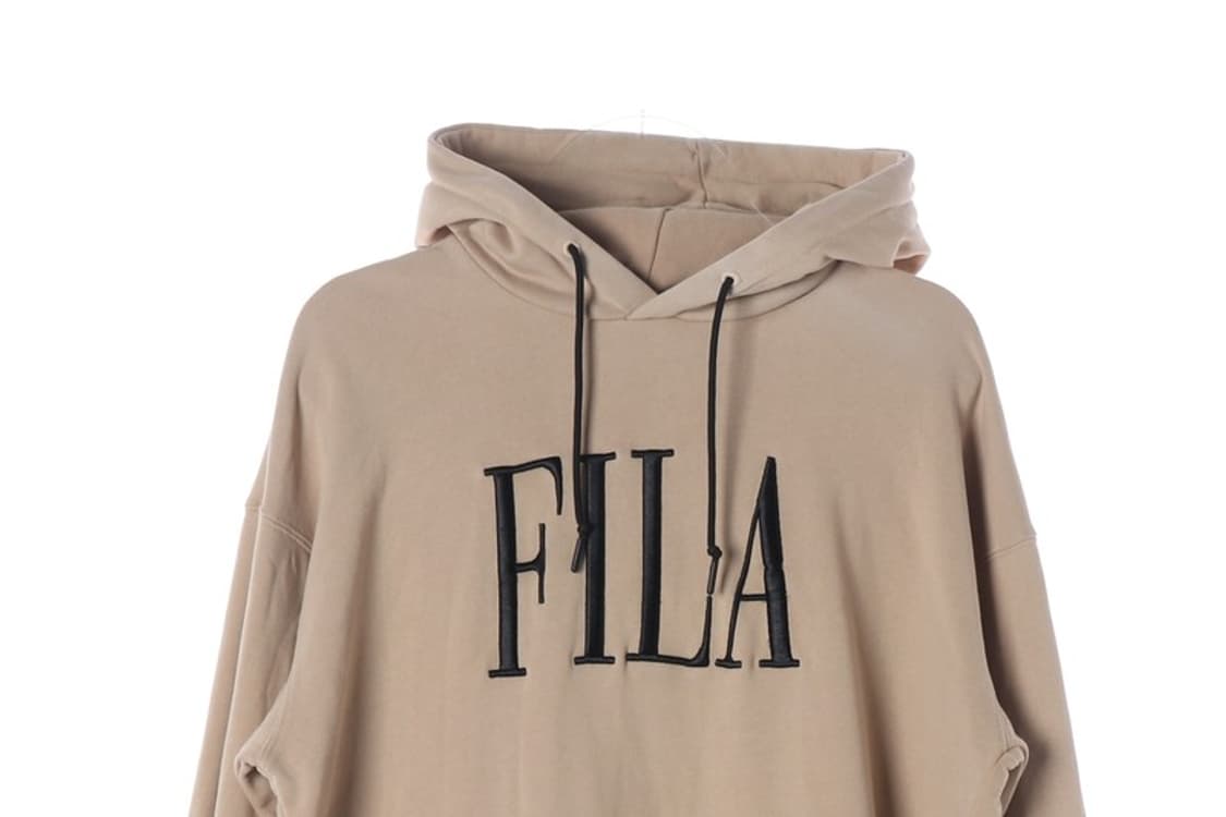 휠라 자수 빅로고 기모 후드티 베이지 L 상품이미지3