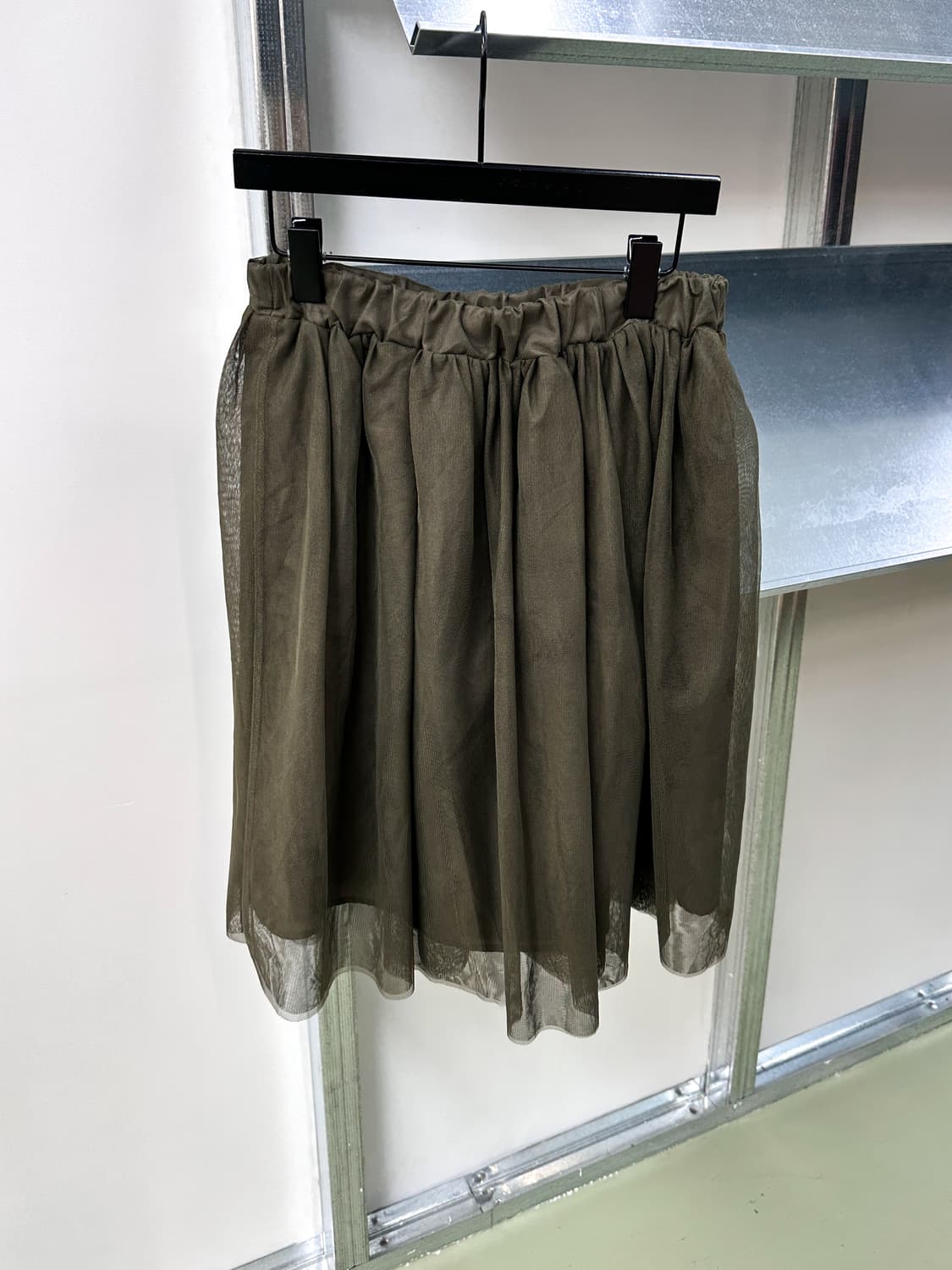 khaki mesh layered skirt 상품이미지1