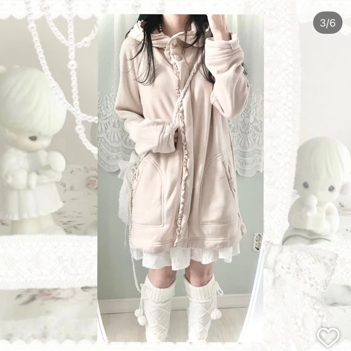 퍄뮤빈티지 파뮤 리본 포인트 프릴 후드 자켓 히메갸루로걀라떼하구미모리로리 상품이미지2