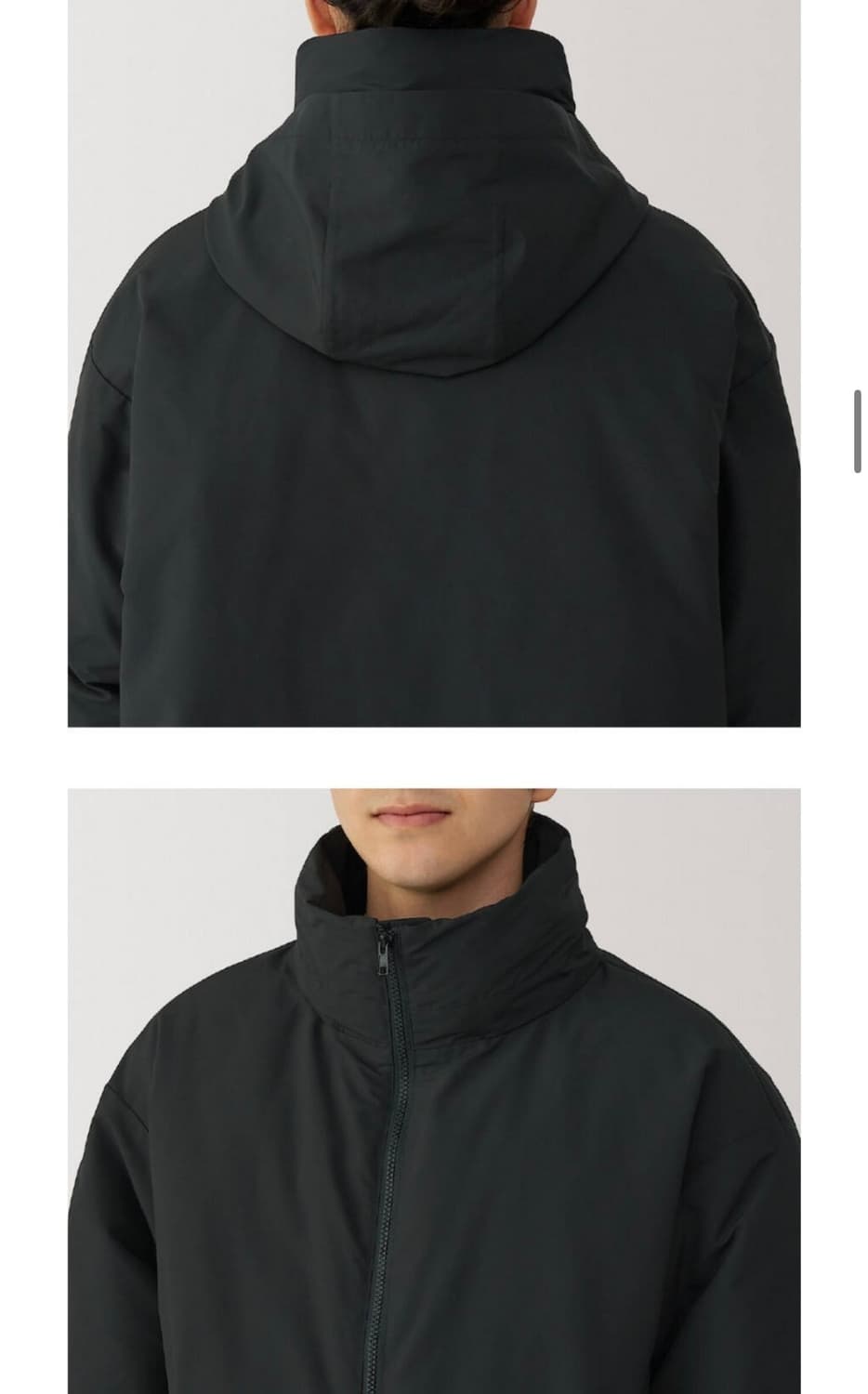 무인양품 무지 muji 발수 스탠드칼라 다운 코트 블랙 상품이미지6