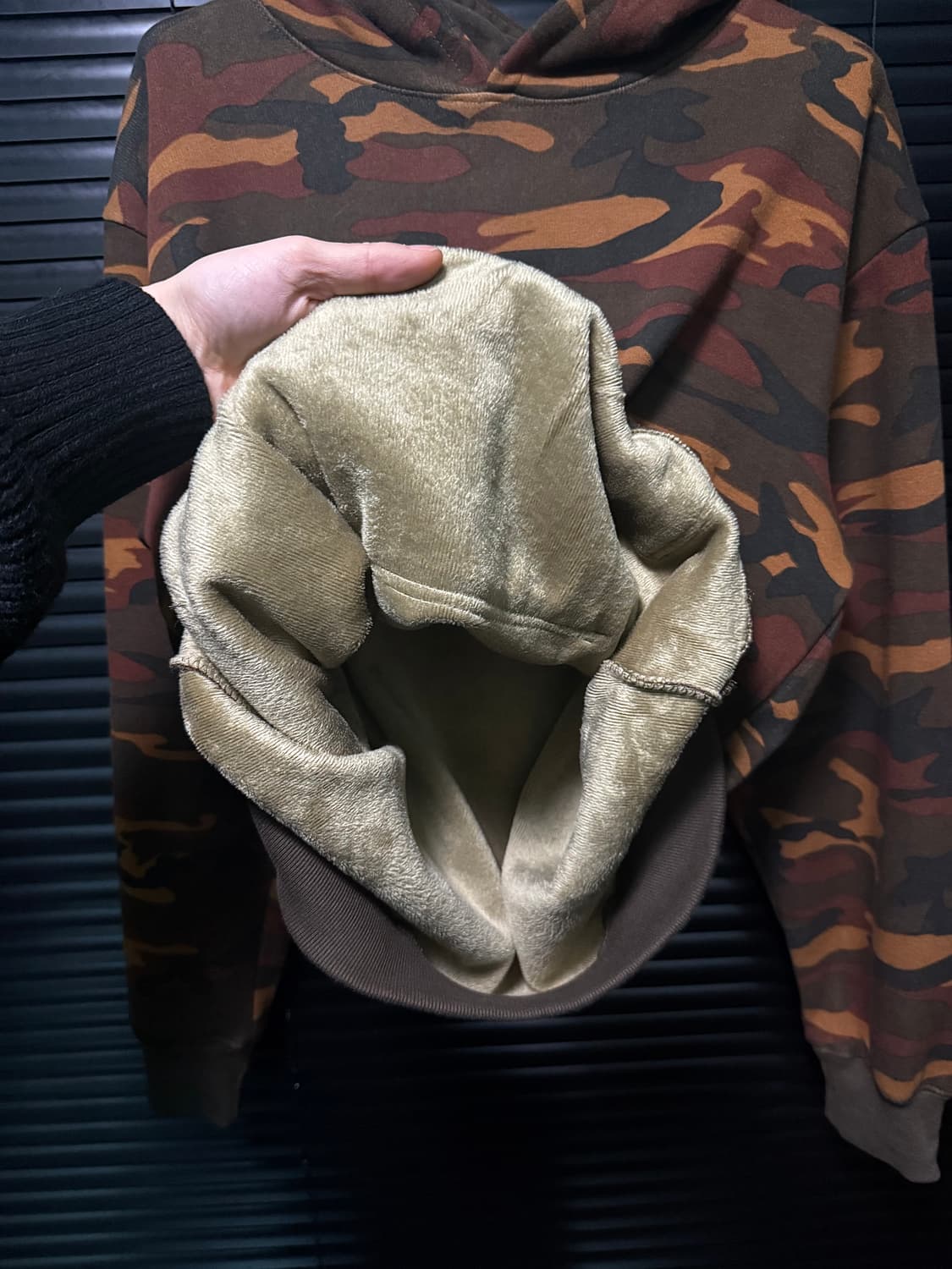 HeyBig 카모 스웻 후드 후디 밀리터리 워크 군인 털 L 100 아메 상품이미지5