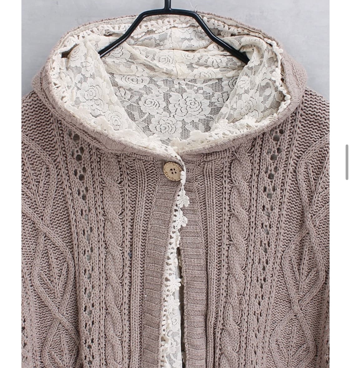 빈티지 케이프 사와코 레이스 가디건 모리걸 니트 후드 상품이미지2