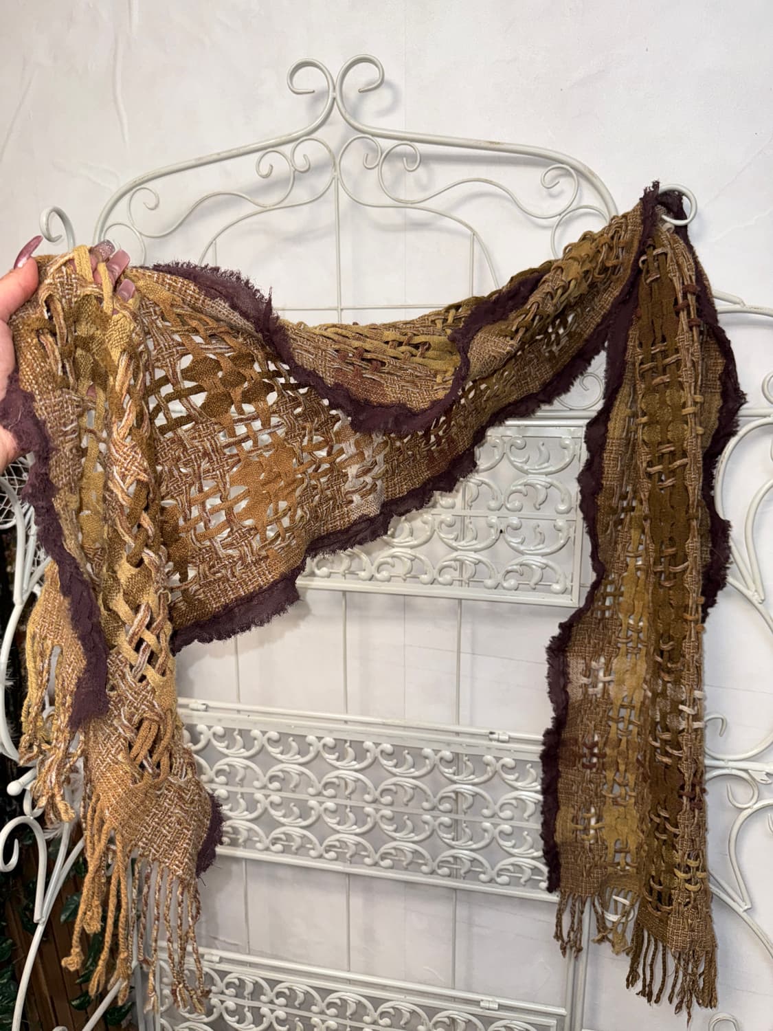 Mixed brown grunge net knit muffler 상품이미지1