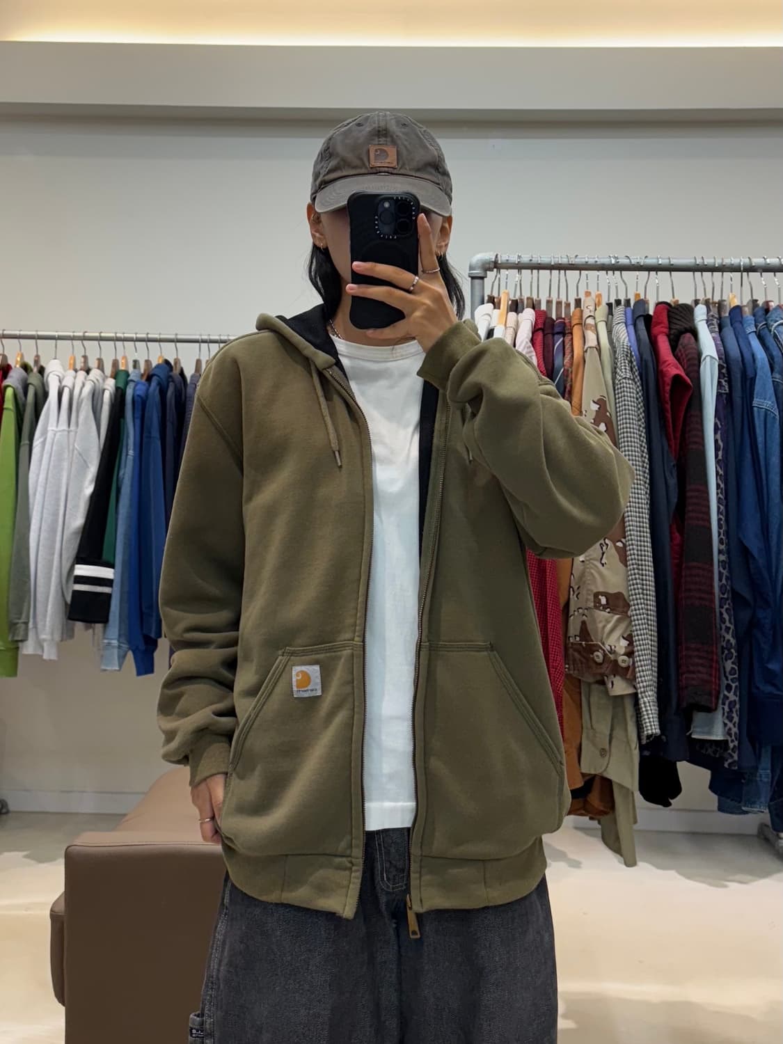 칼하트 써멀 후드집업 카키 상품이미지4