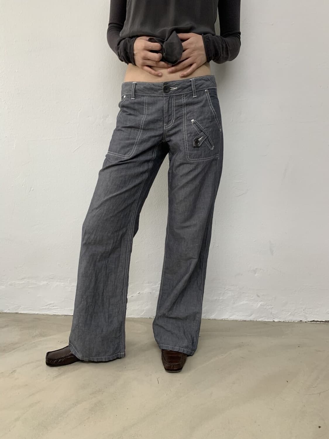 Linen stitch denim pants 상품이미지1