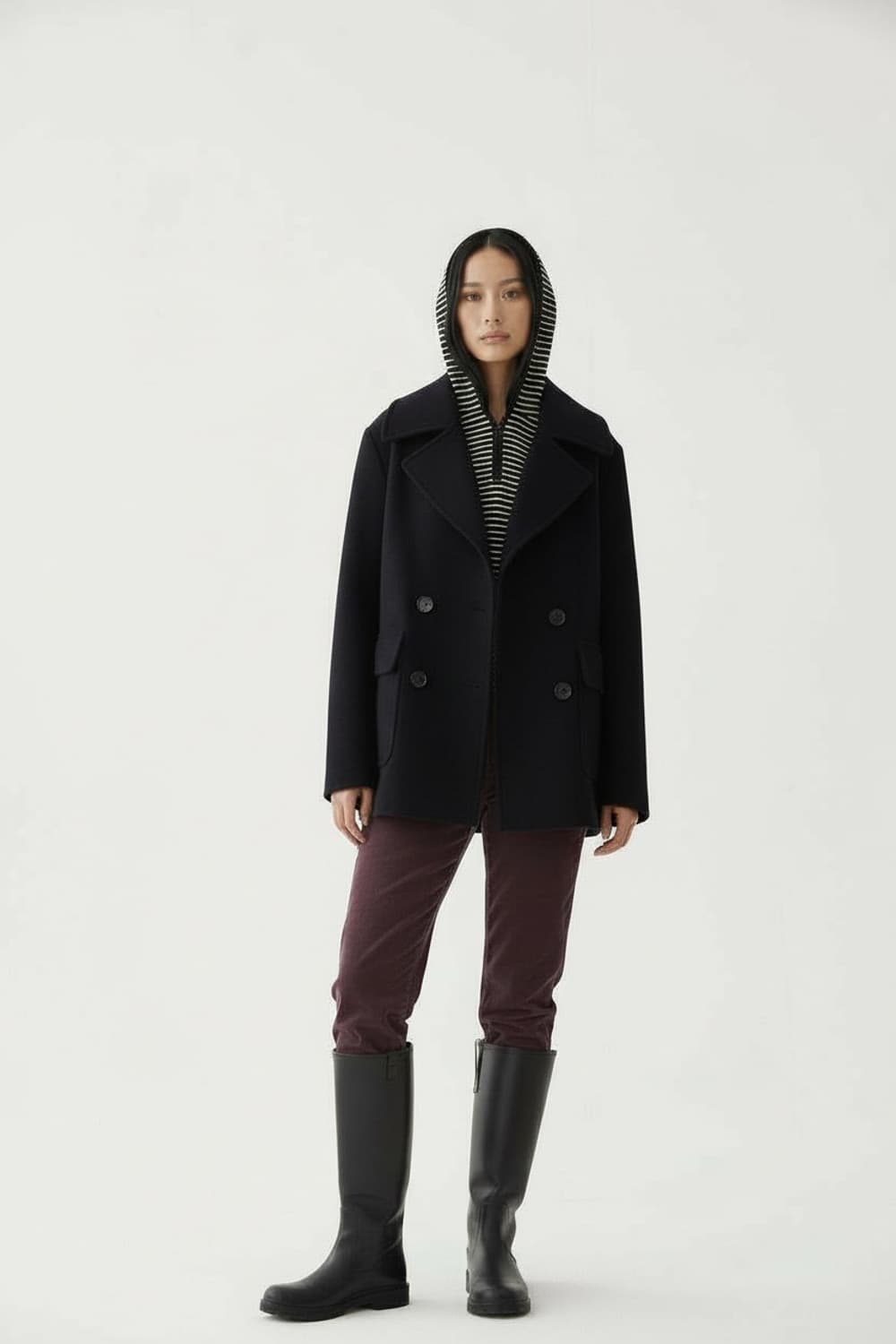 스트라이프 슬림 핏 후디 상품이미지1