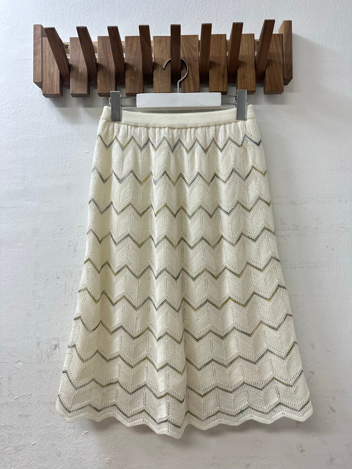 일본빈티지 아이보리 쉐브론 니트 A라인 스커트  상품이미지1