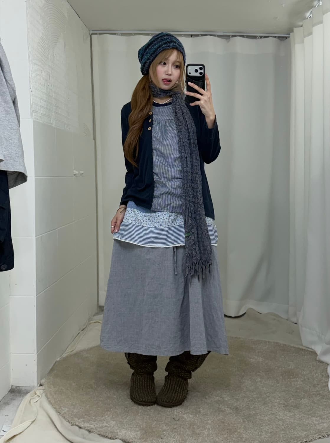 네이비 너드 모리걸 하구미 야상 코디세트 상품이미지3