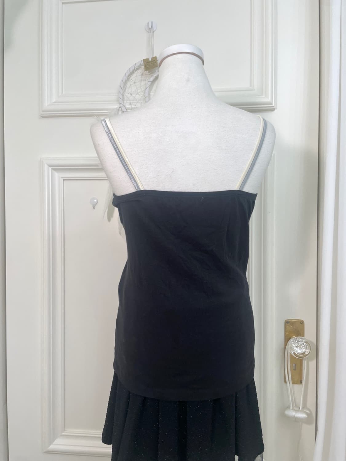 black lace trim shirring cotton sleevele 상품이미지3