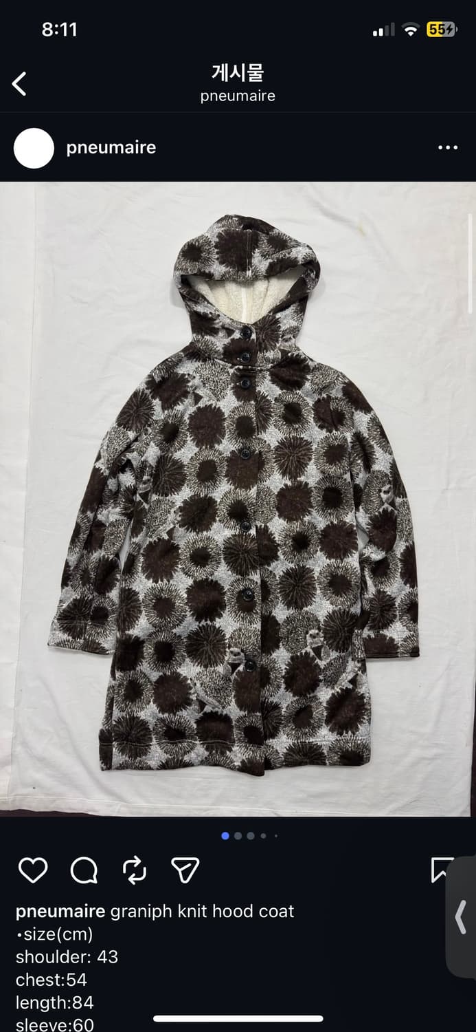 일본 빈티지 고슴도치 양털 후드코트 상품이미지5