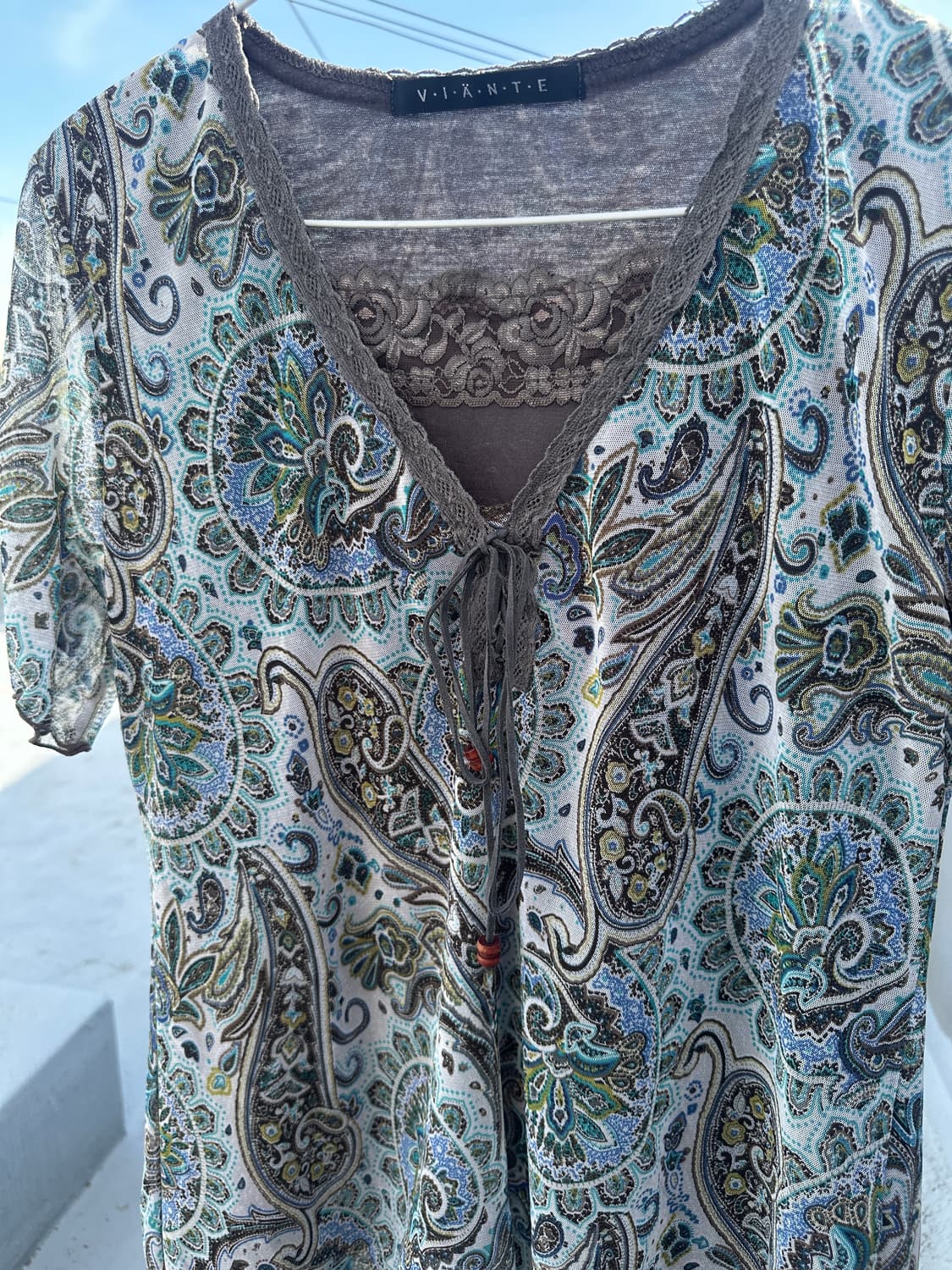 빈티지 레이어드 페이즐리 에스닉 히피 모리 모리걸 블라우스 티셔츠 상품이미지4