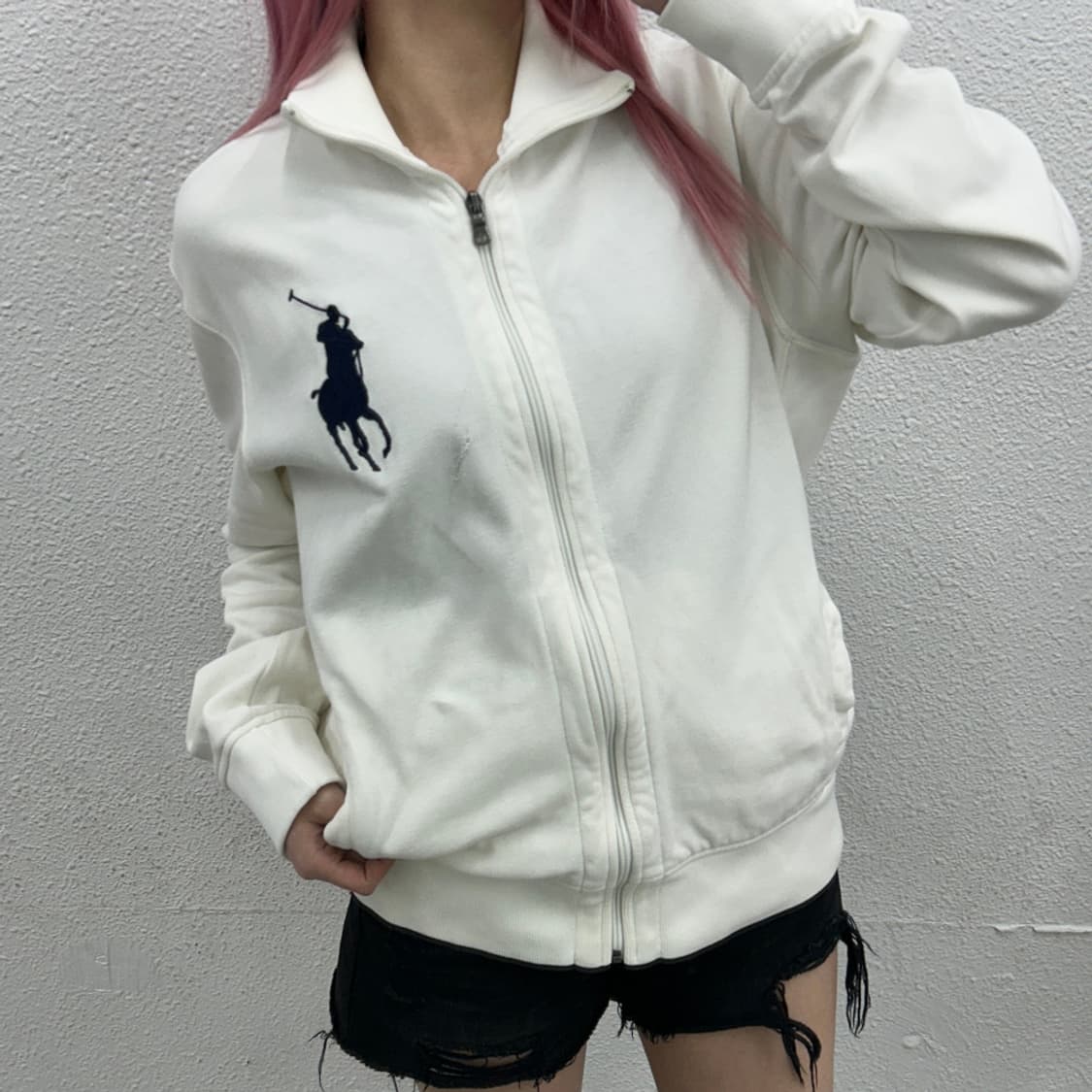 폴로 랄프로렌 네이비 빅포니 화이트 집업 M 상품이미지1