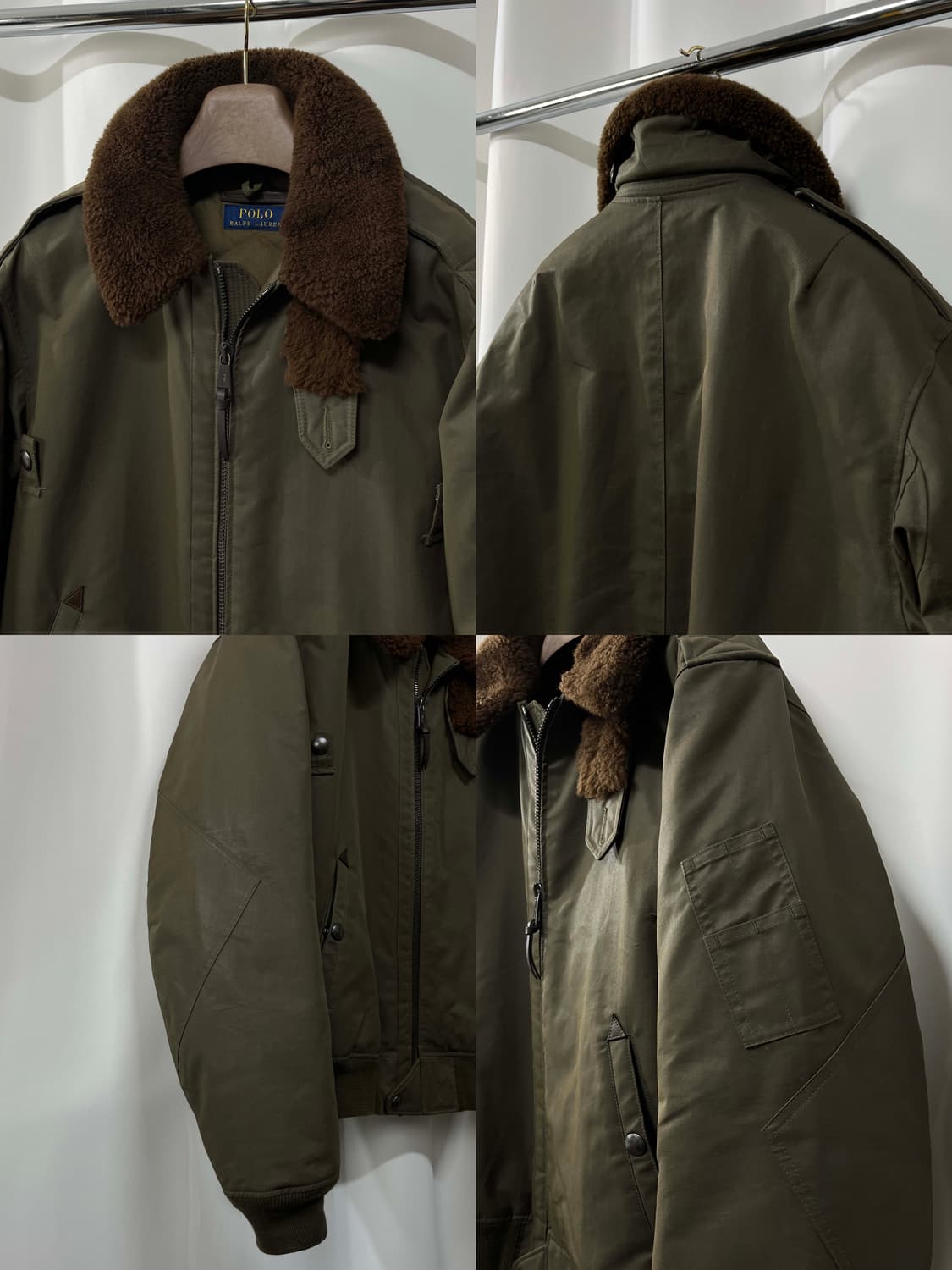 폴로 랄프로렌 b-15 램스킨 시어링 왁스드 다운 플라이트 봄버자켓 상품이미지6