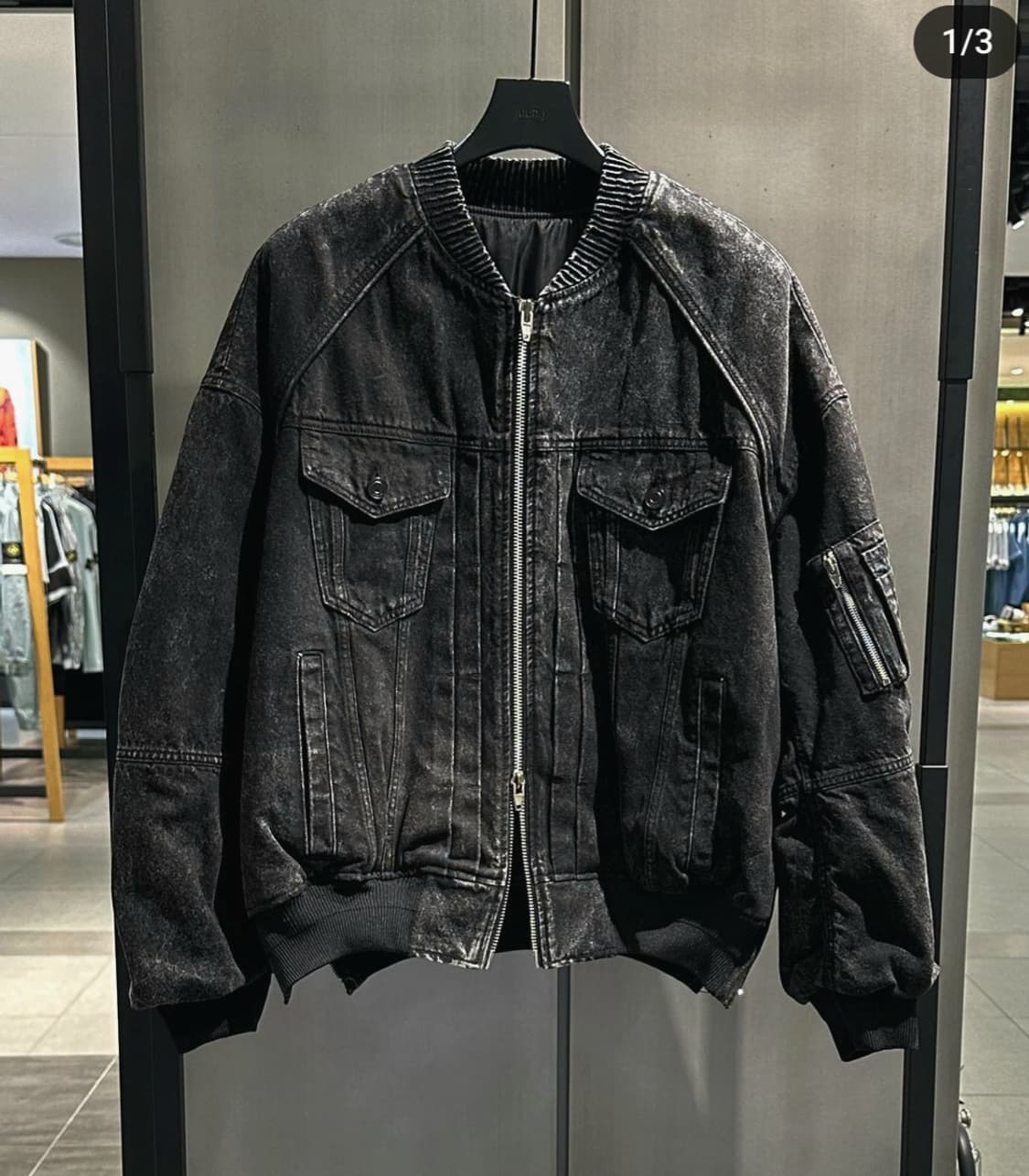 준지 흑청 데님 트러커 마원 MA-1 자켓 점퍼 46사이즈 상품이미지1