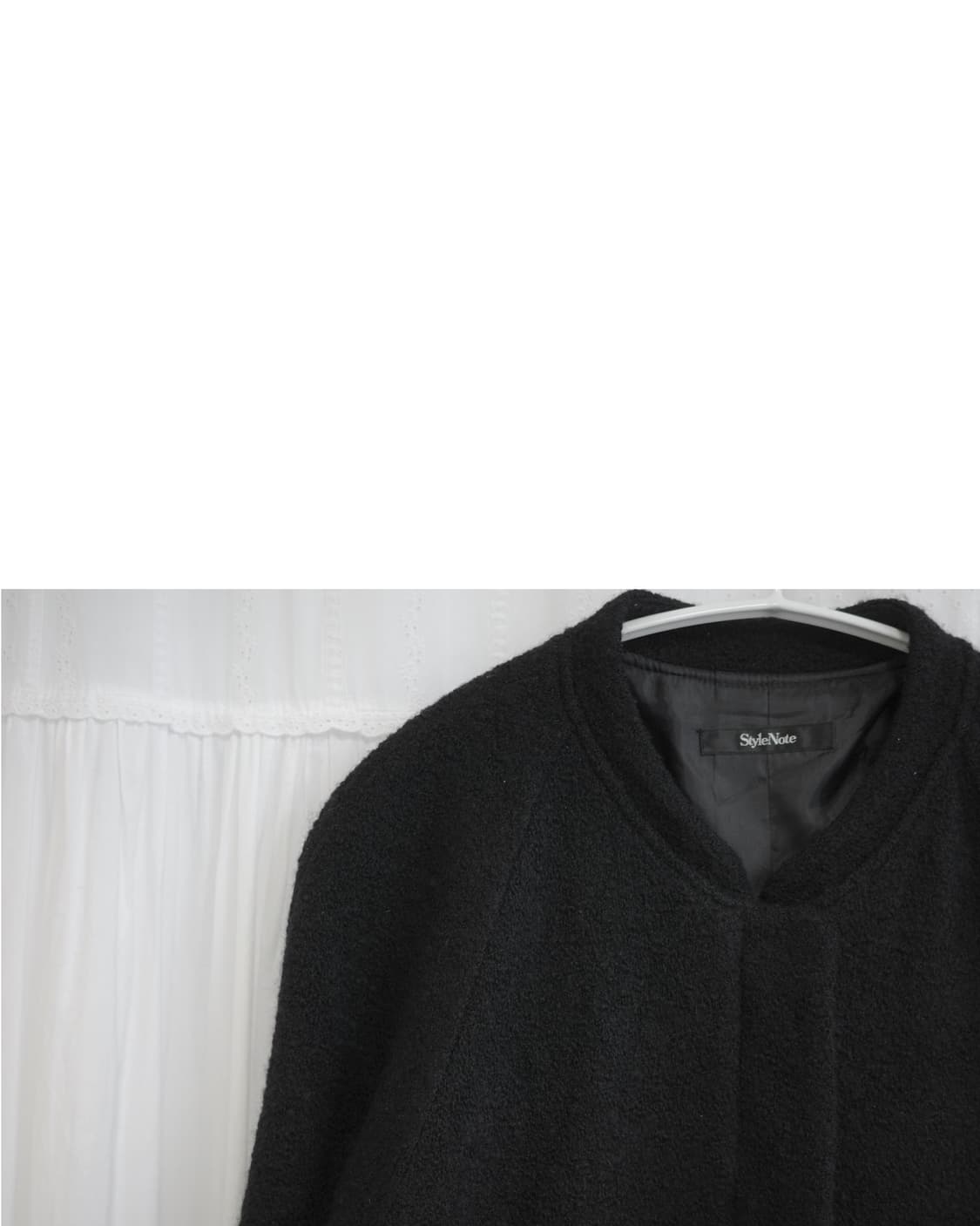 Black Bouclé Collarless Coat 상품이미지5