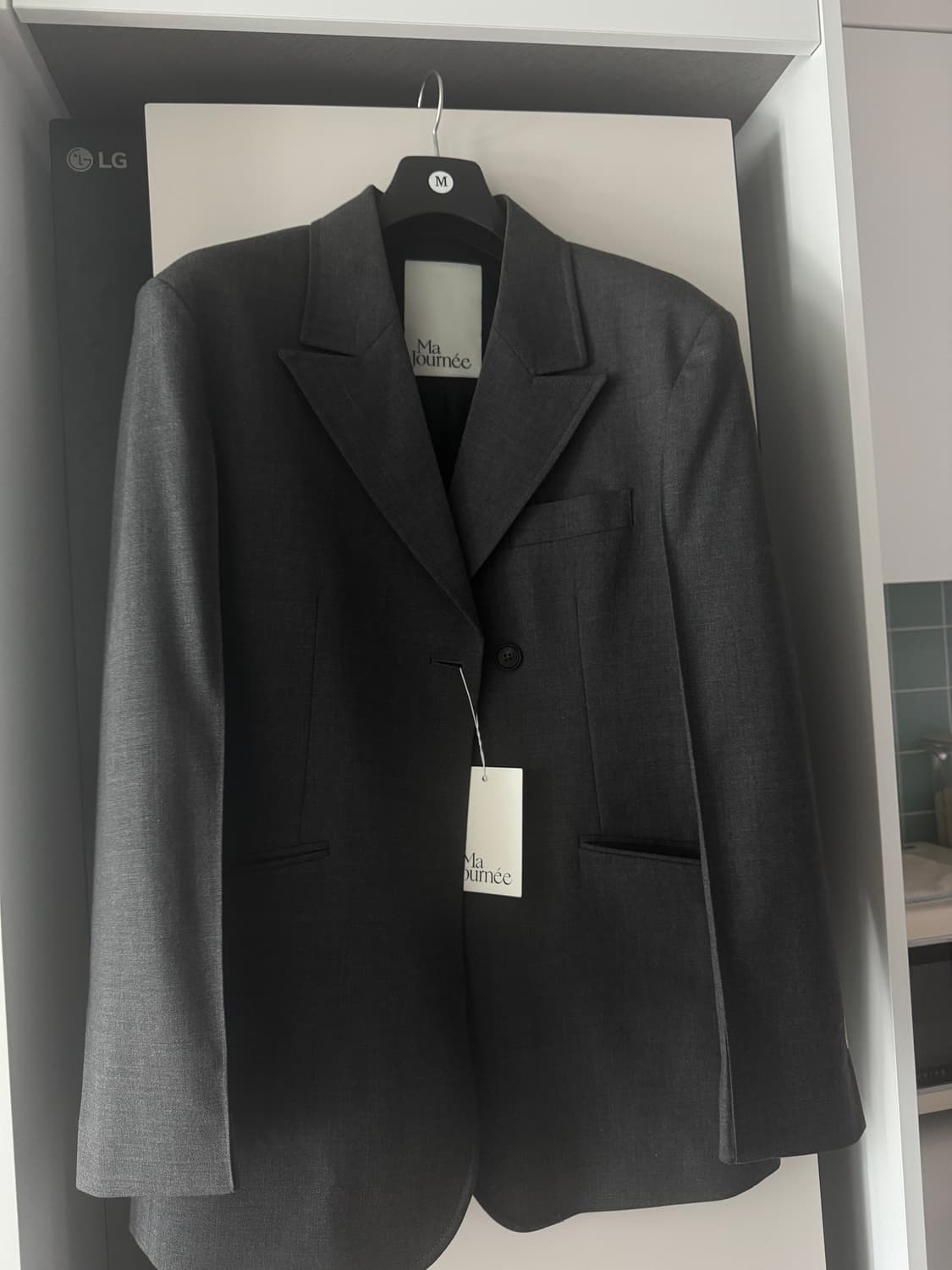 (새상품) 마조네 보이프렌드 더블 버튼 자켓 멜란지그레이 M 상품이미지2