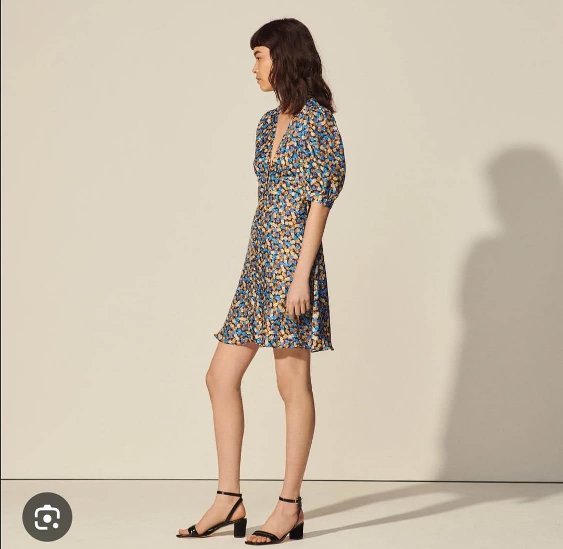 산드로 플라워 프린트 브이넥 원피스 S사이즈 상품이미지1