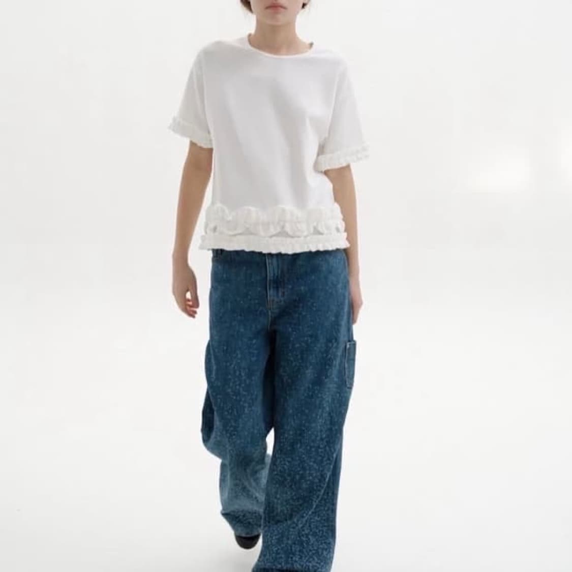 코스모스 러플 포인트 긴팔 티셔츠 상품이미지2