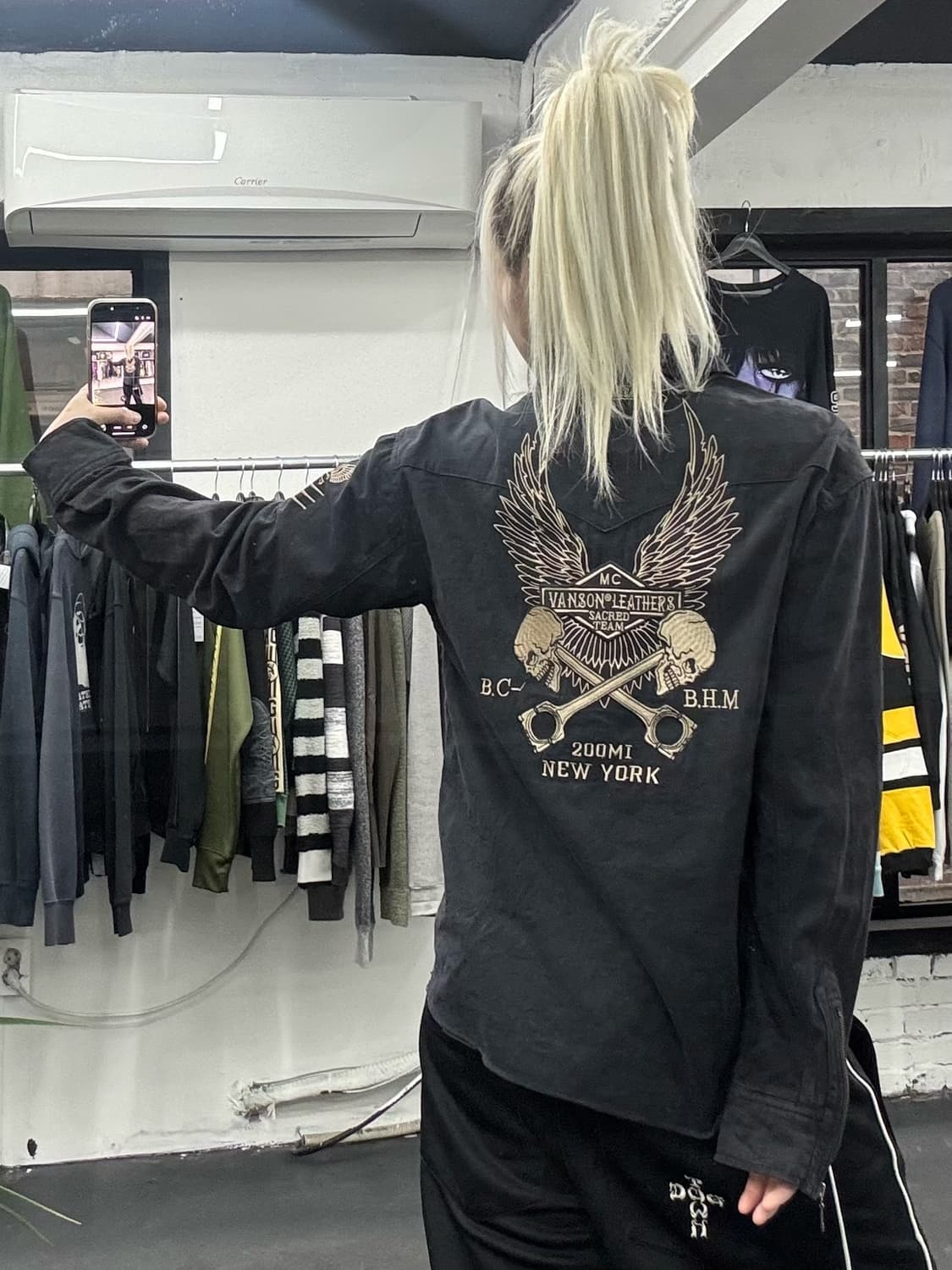 밴슨 레더 투웨이 셔츠 자켓 상품이미지5