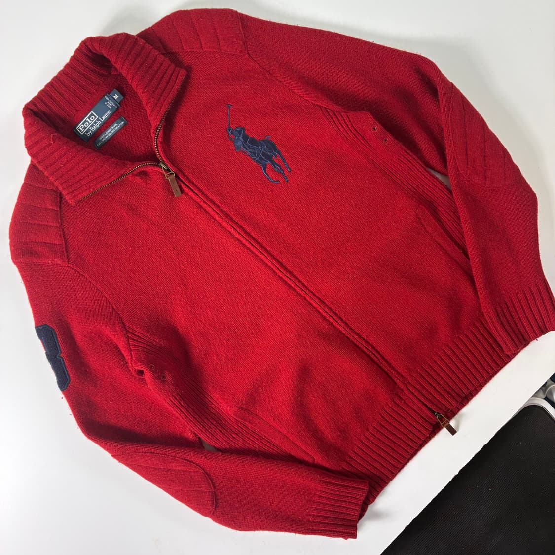 Polo  폴로 랄프로렌 빅포니 램스울 투웨이 레드 니트집업   상품이미지2