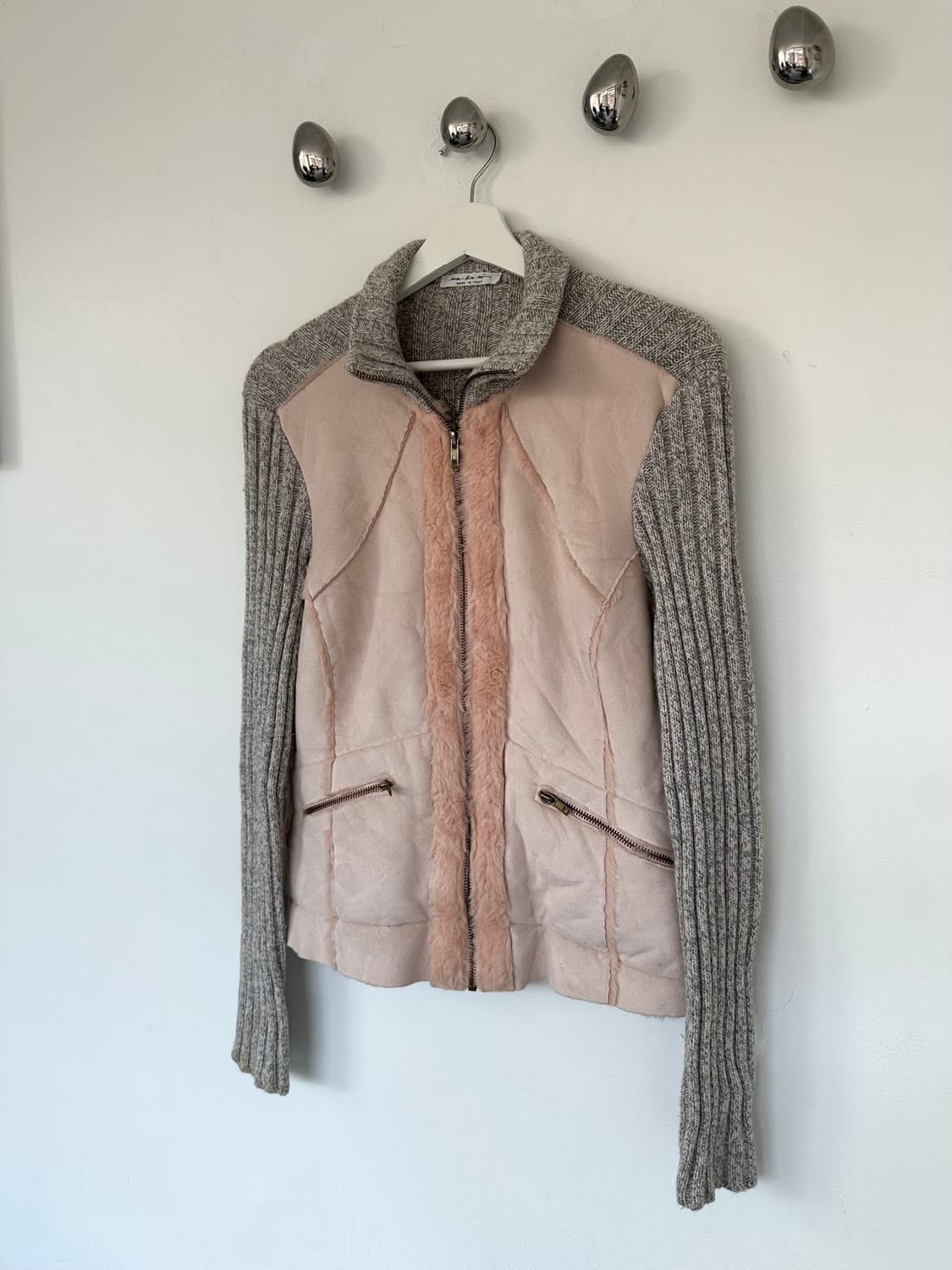 ma.ka.oi ITALY 베이비핑크 퍼 니트 집업 상품이미지3