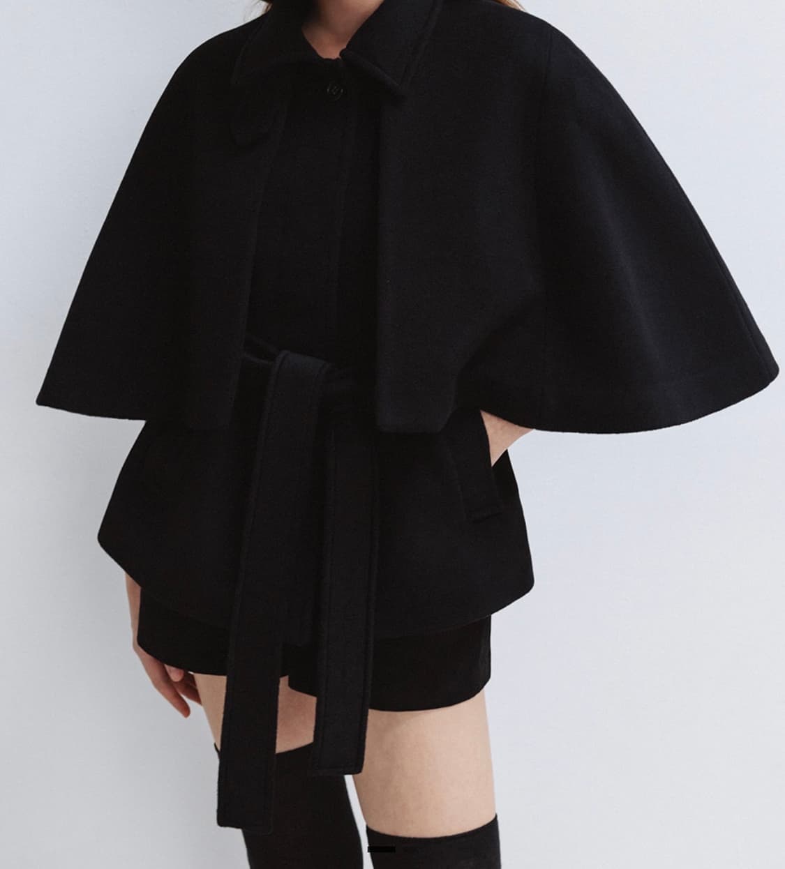 더티스 울 발마칸 케이프 코트 블랙 상품이미지1