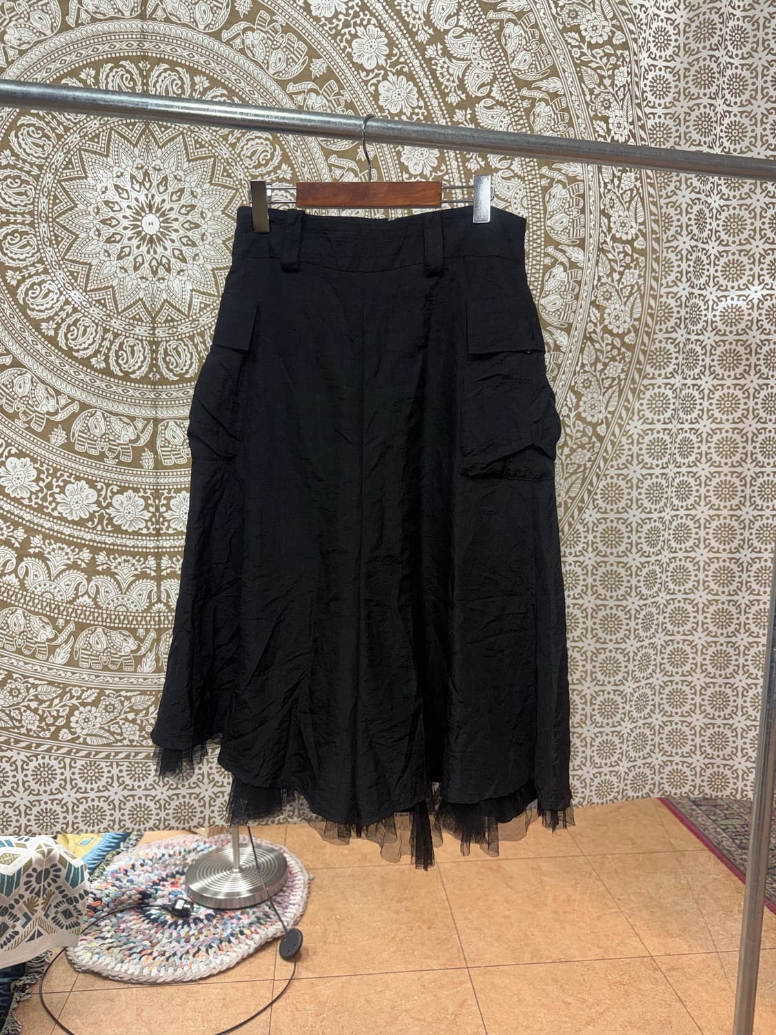 빈티지 여성 레이스 카고 롱 스커트  상품이미지3