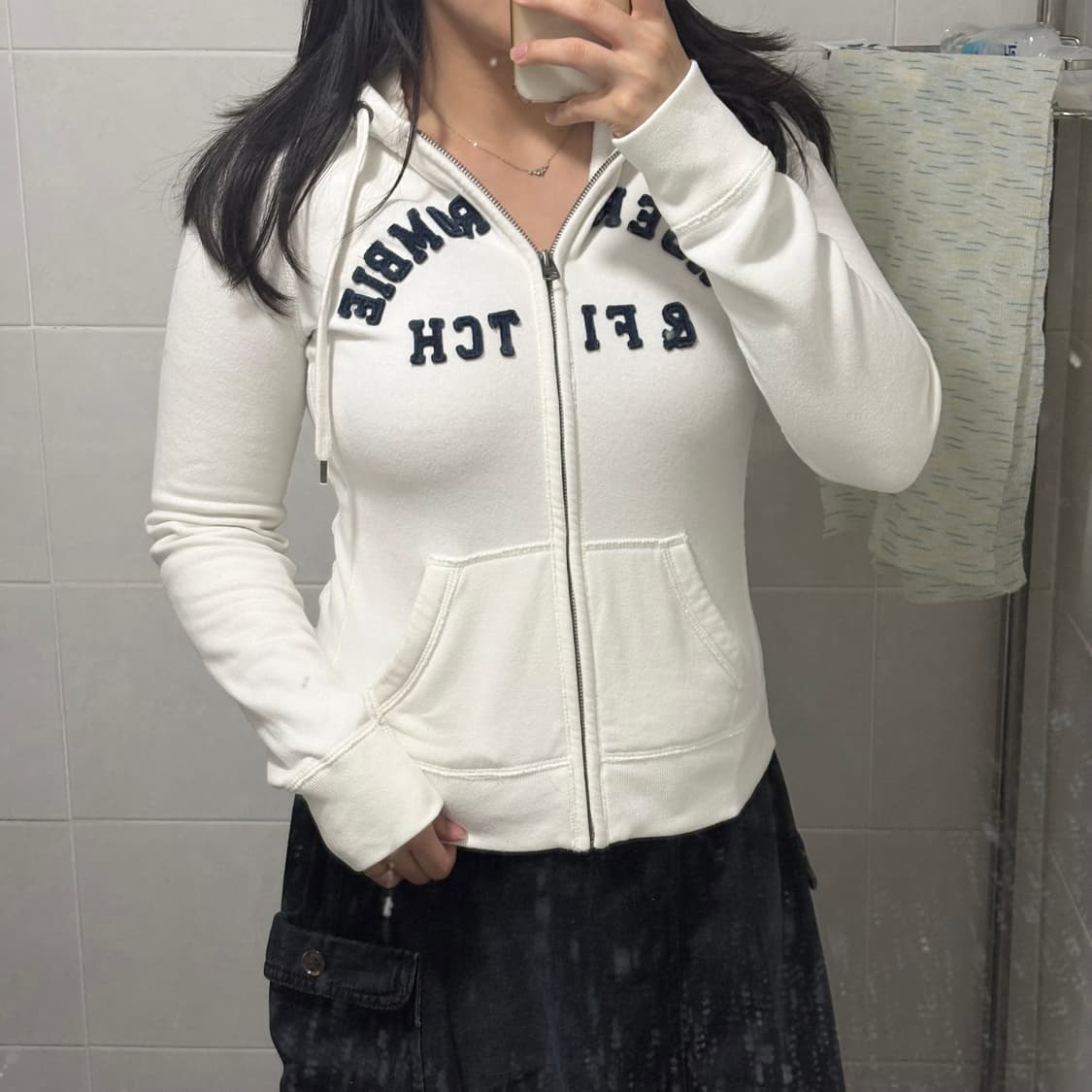 초대장) 아베크롬비 딱붙 후드집업 (아이보리 M) 상품이미지1