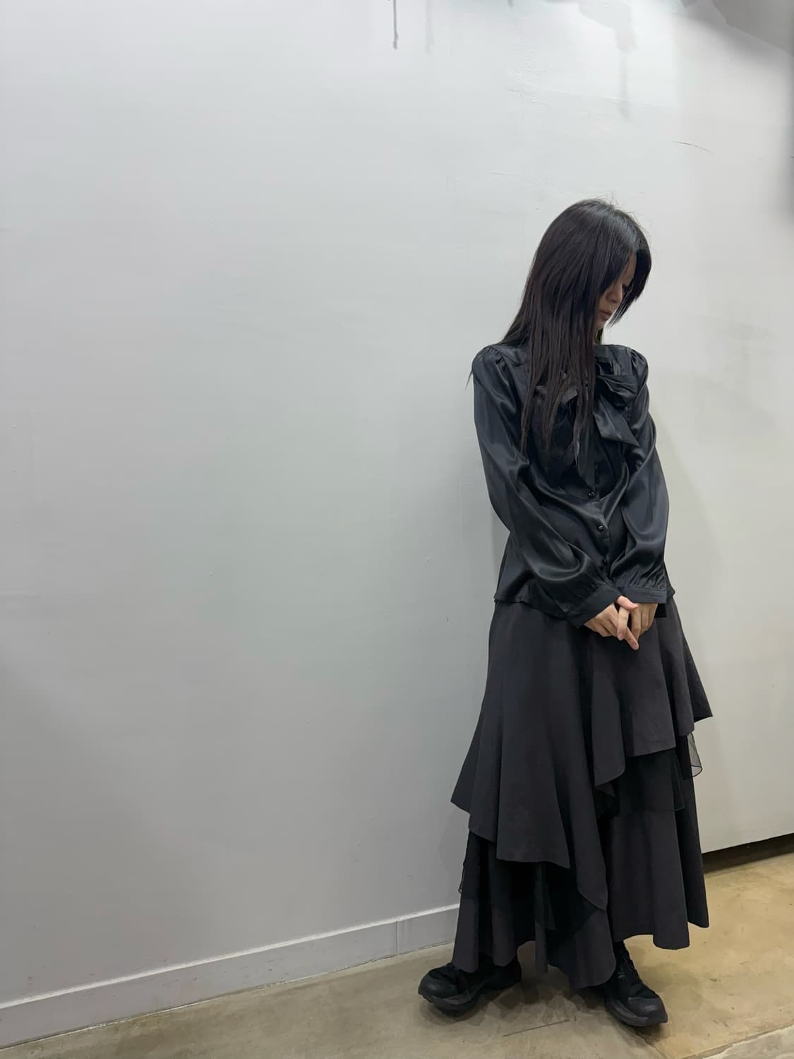 미니멀 레이어드 디자인 롱 스커트 상품이미지5