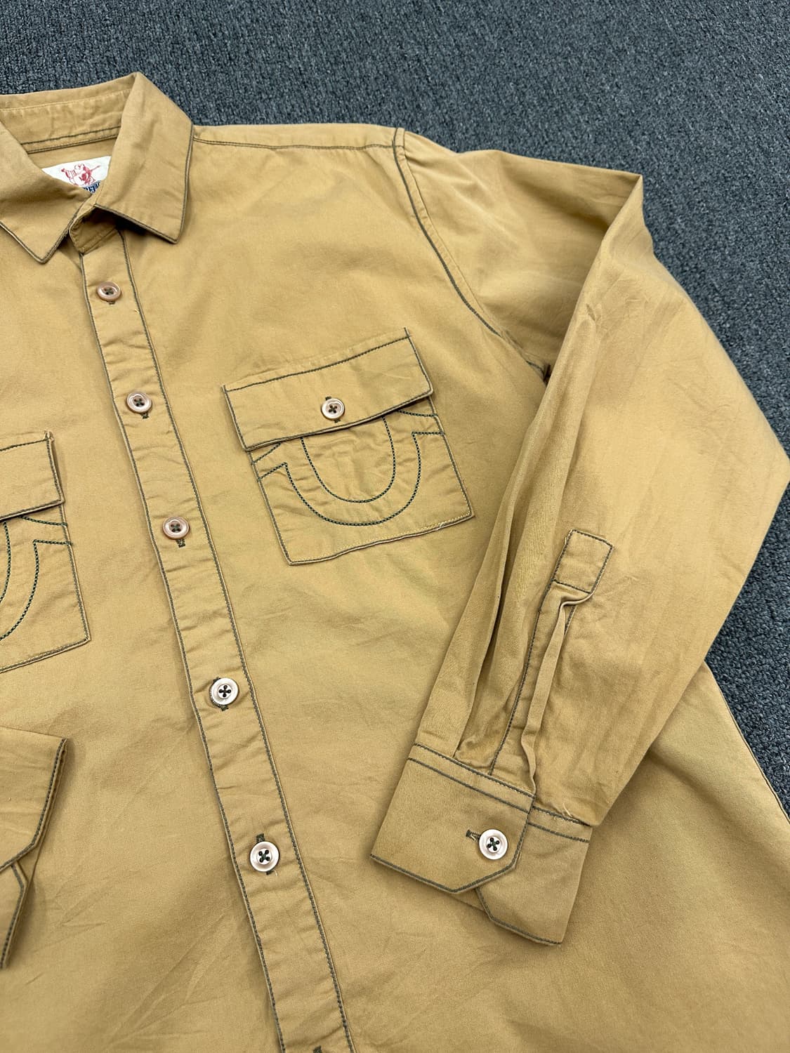 XL) 트루 릴리전 로고 스티치 브라운 데님셔츠 상품이미지5