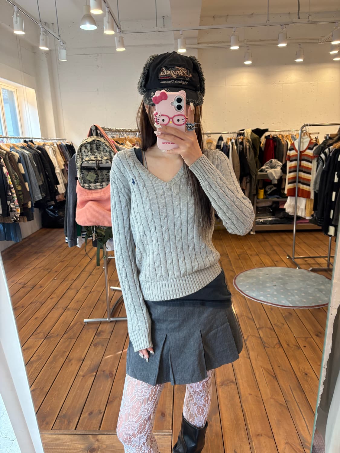 폴로 그레이 브이넥 니트 상품이미지3