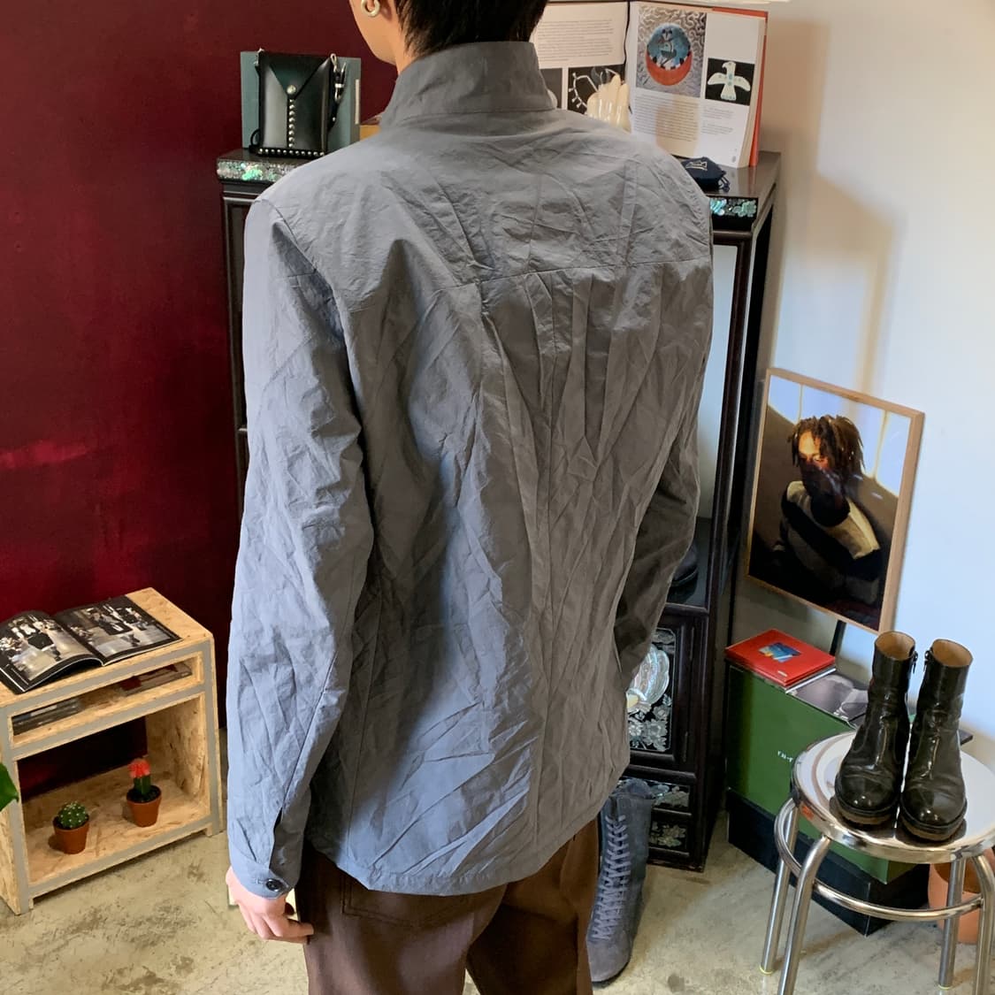 립 반 윙클 비대칭 염축가공 스윙 탑 블루종 상품이미지4