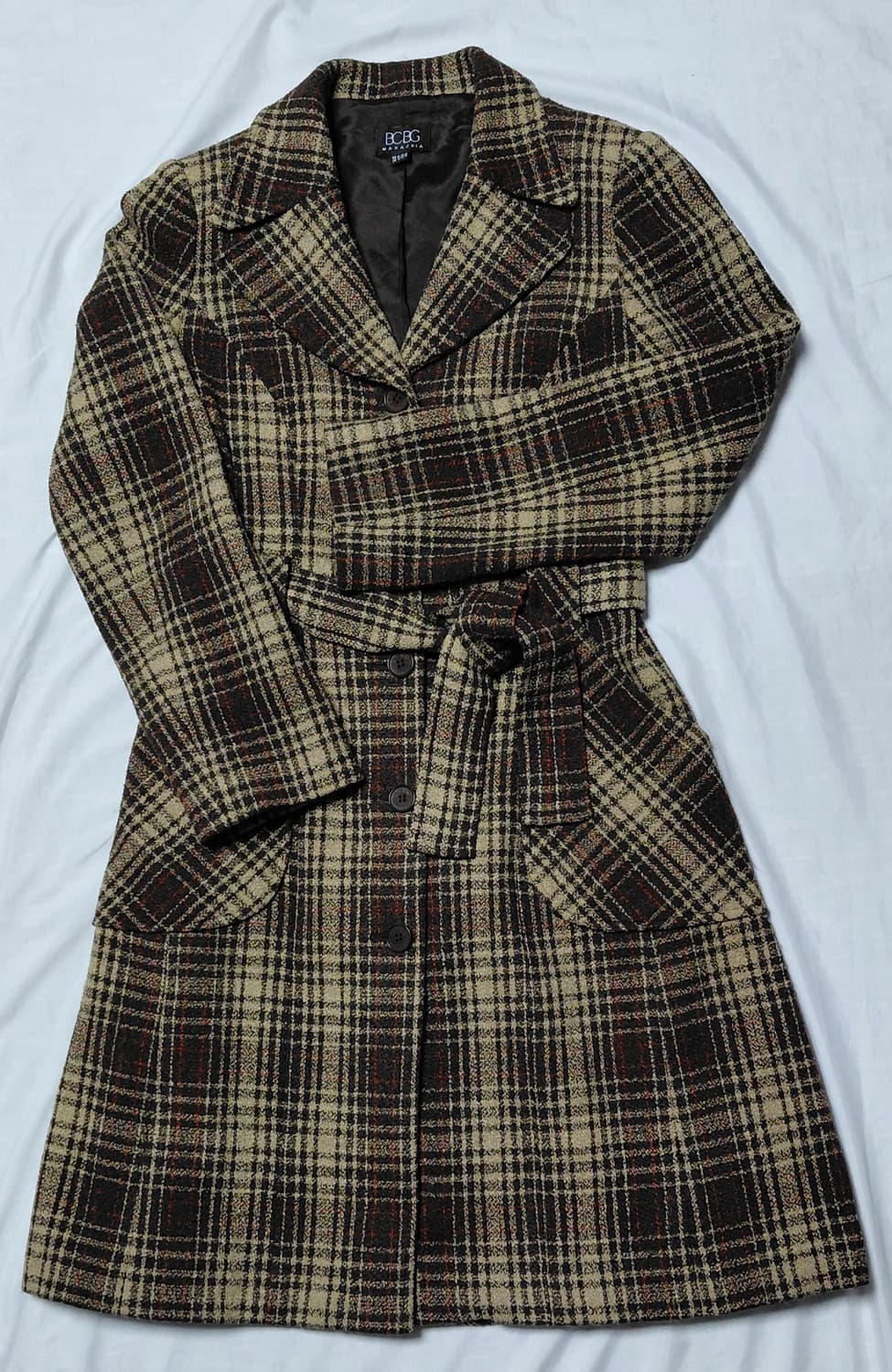 BCBG MAXAZRIA 빈티지 체크 울 코트 (Made in USA) 상품이미지1