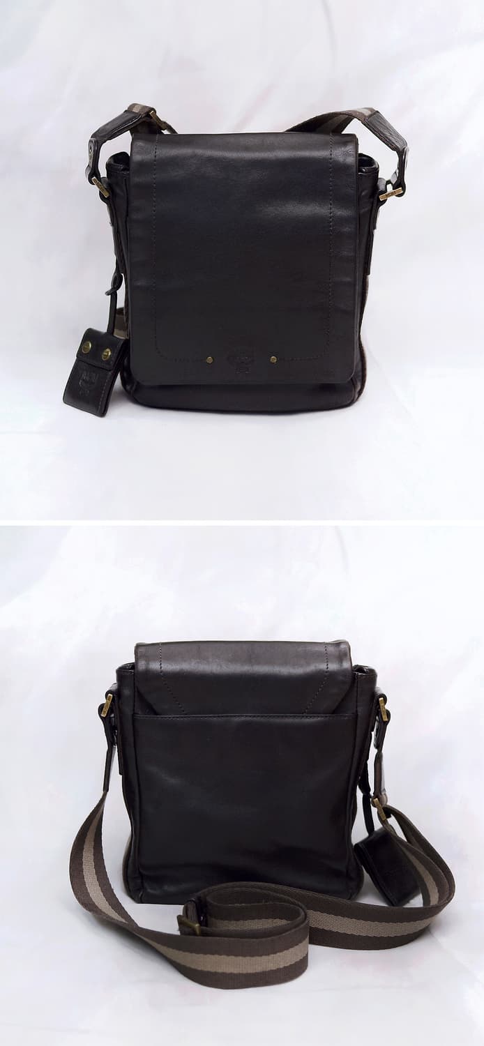 MCM 삼선 라이닝 풀그레인 카프스킨 레더 미니 메신저백 상품이미지2