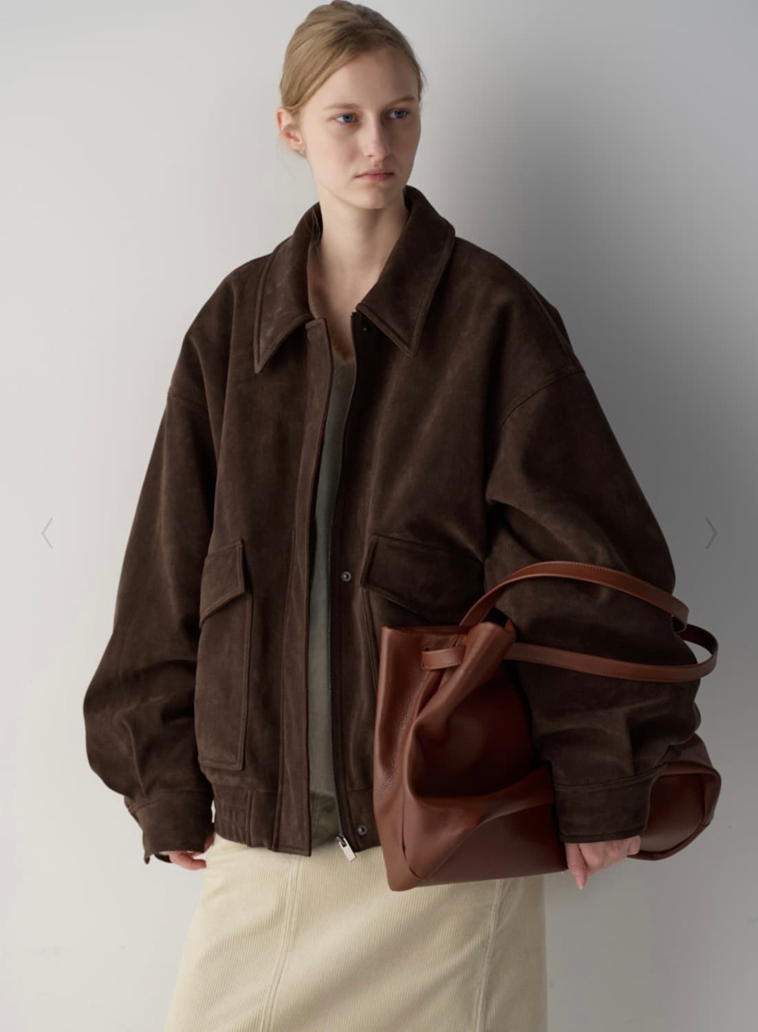 파사드패턴 오버핏 스웨이드 시어링 블루종 M 상품이미지1