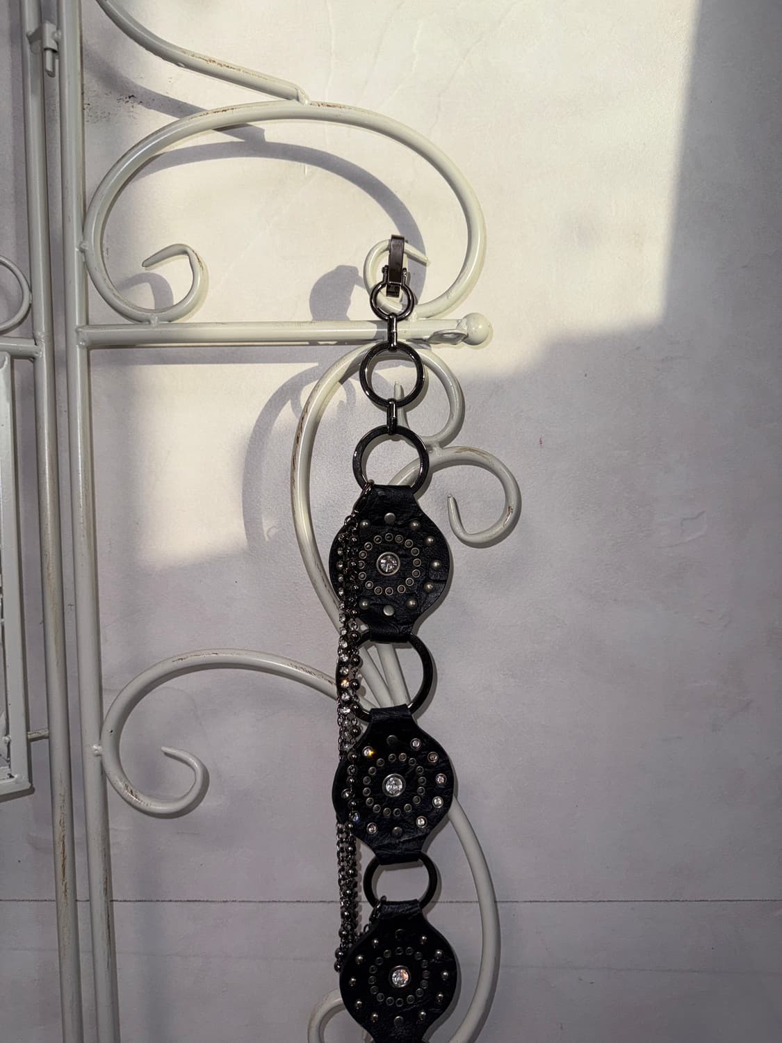 Black cubic punching disc chain belt 상품이미지5