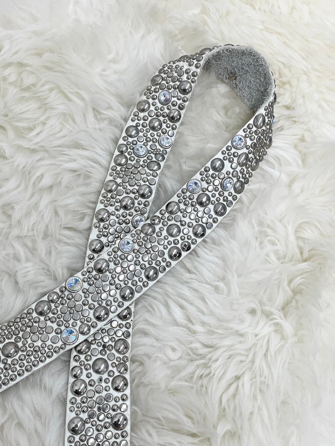 리얼레더 스터드 큐빅 디테일 버클 벨트 상품이미지5