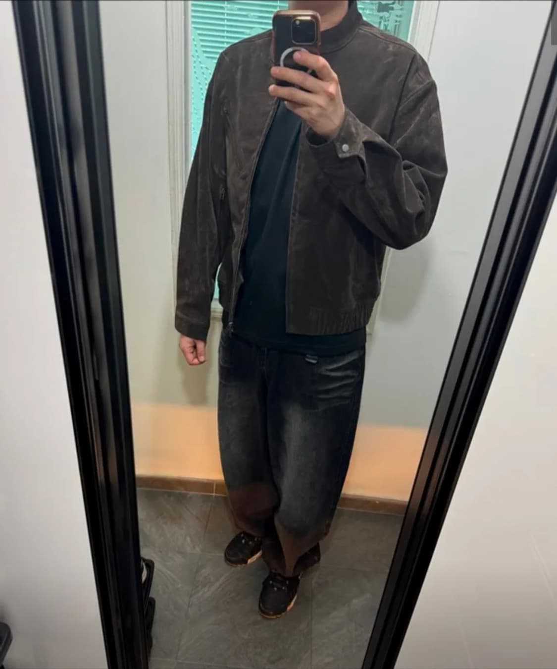 키뮤어 스웨이드 바이커 자켓_브라운 상품이미지3