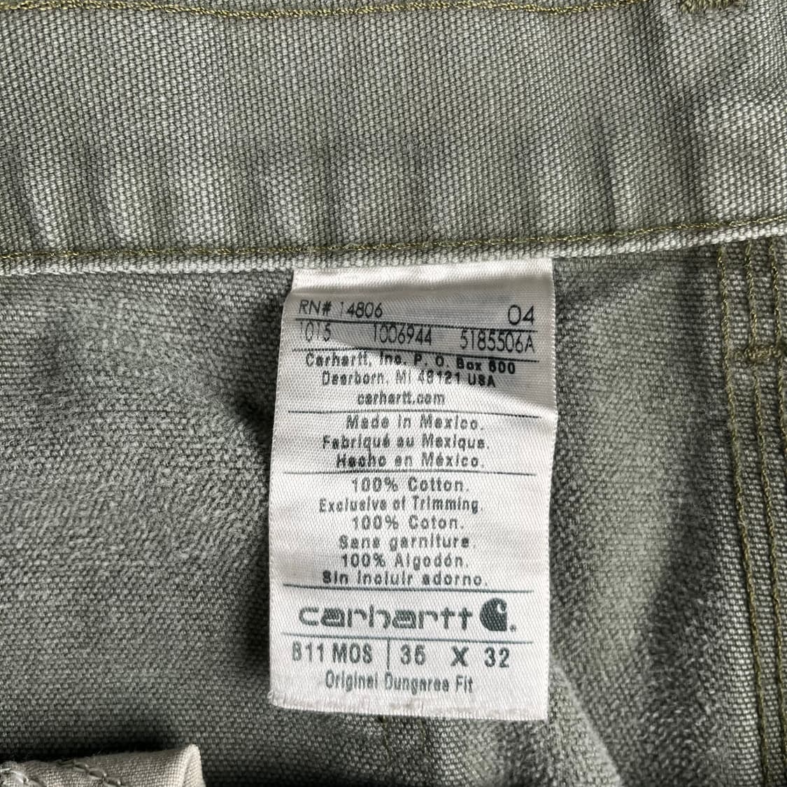 칼하트 모스그린 싱글니 카펜터 팬츠 B11MOS 상품이미지4