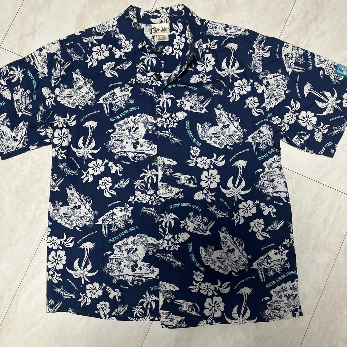 디즈니 하와이안 반팔 셔츠 코코넛 버튼 M 상품이미지1