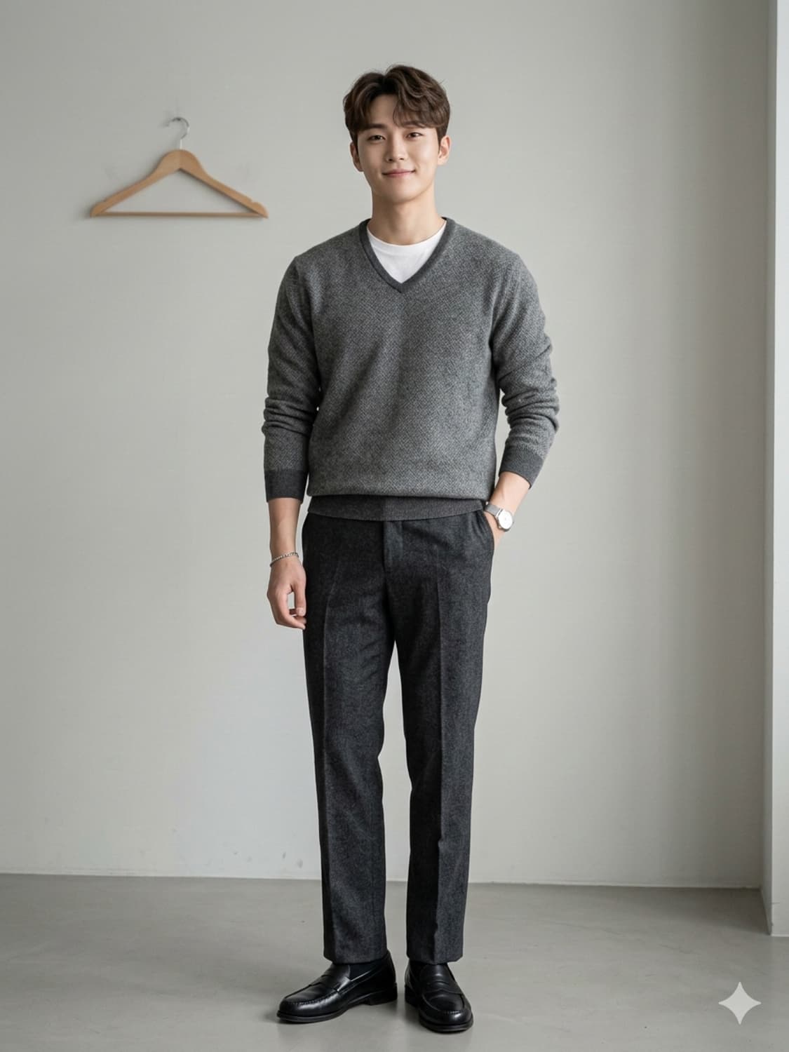 폴로 랄프로렌 메리노 울 브이넥 니트 그레이 상품이미지1