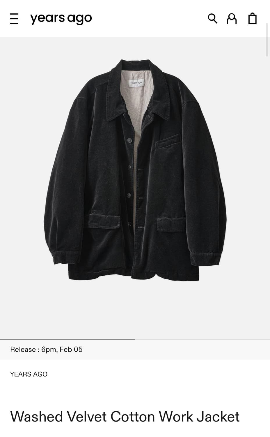 이얼즈어고 워시드 벨벳 코튼 자켓 상품이미지1