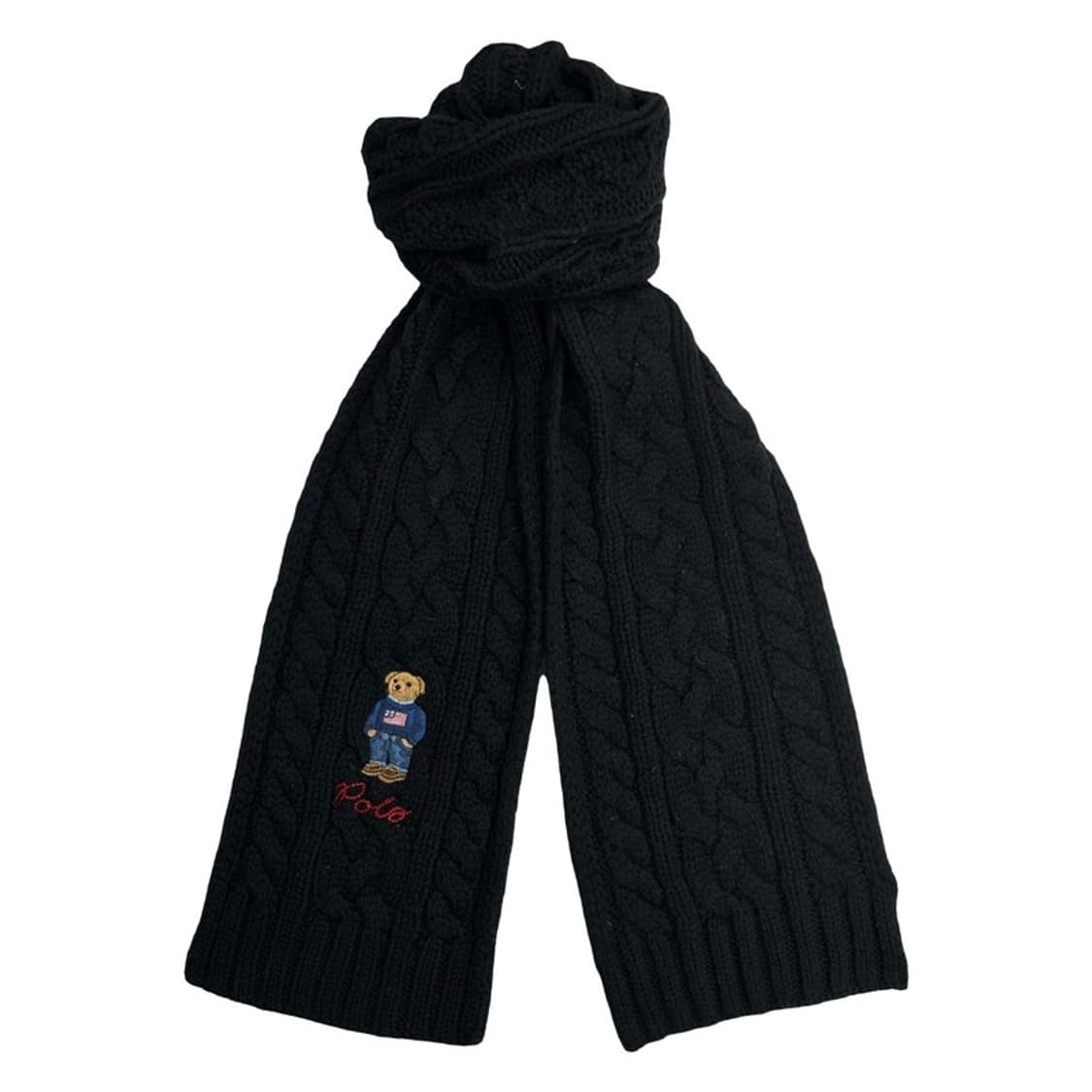 폴로랄프로렌 베어 케이블 니트 스카프 블랙 상품이미지1