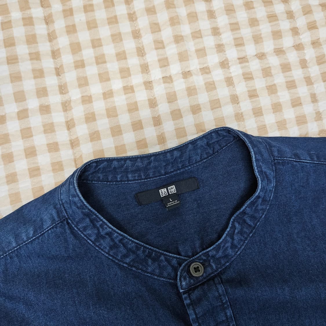 유니클로 헨리넥 데님 청셔츠 남자100 상품이미지2