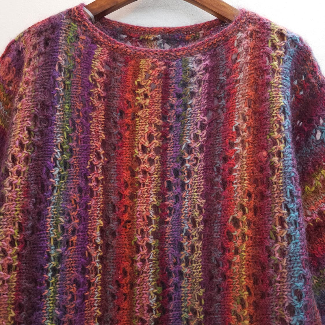 노로풍 멀티컬러 모헤어 칠부소매 롱니트 상품이미지3