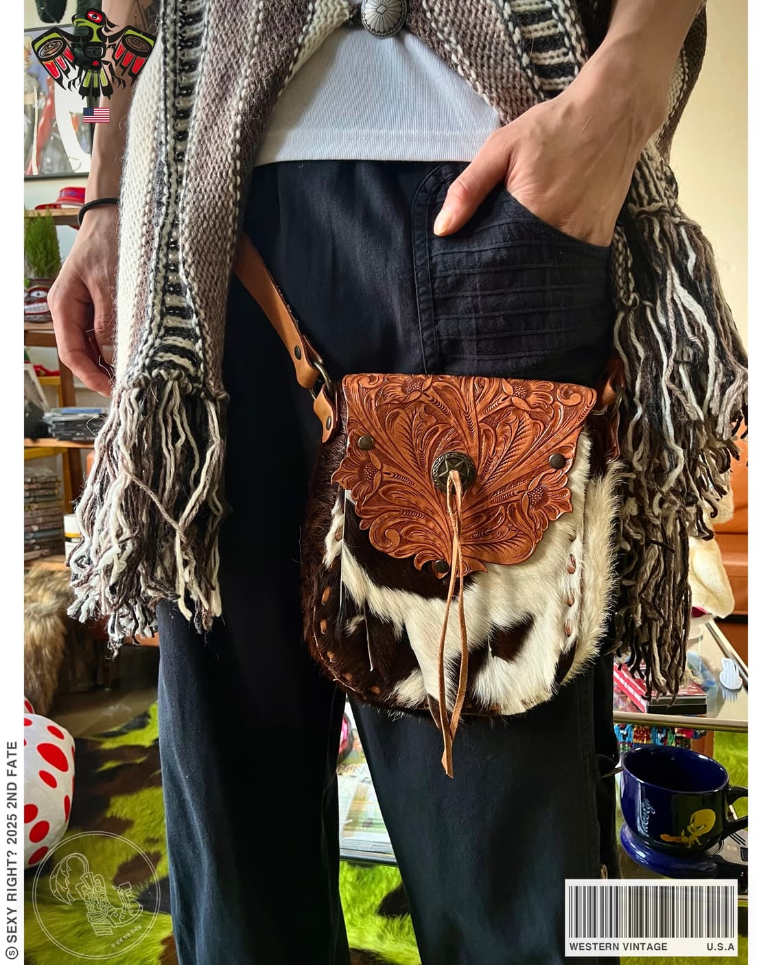 Western Motorcycle Calf-Skin Saddle Bag 상품이미지1