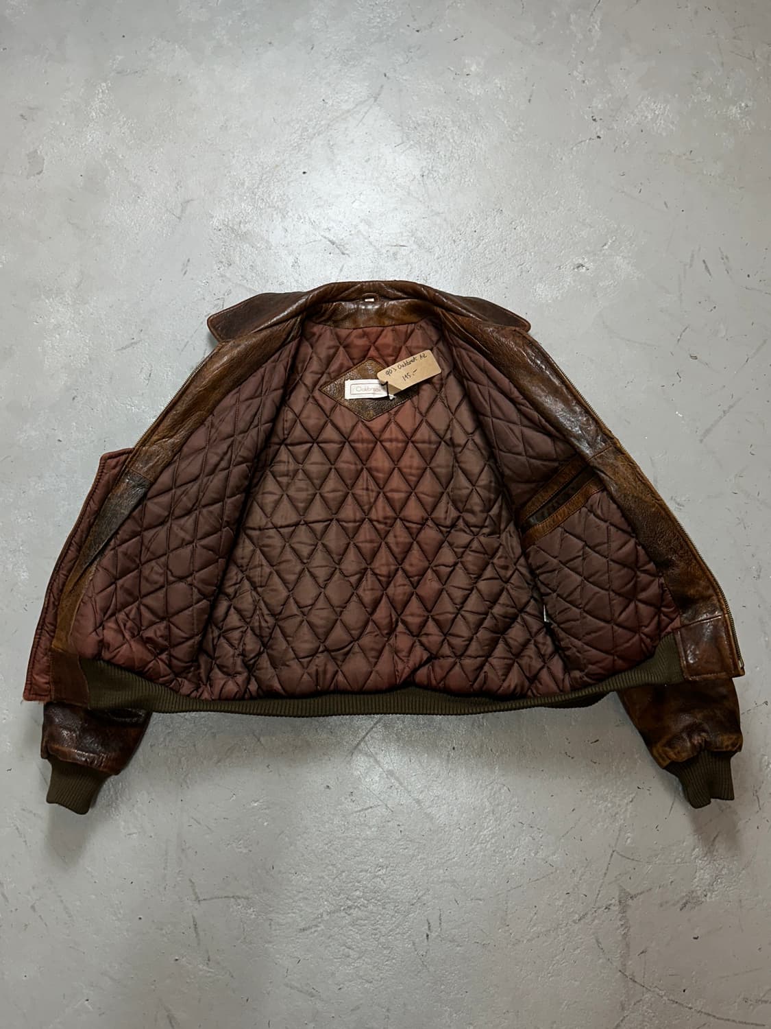 90's 시어스 오크브룩 디스 레더 봄버 자켓 빈티지 봄버 가죽 자켓 상품이미지7