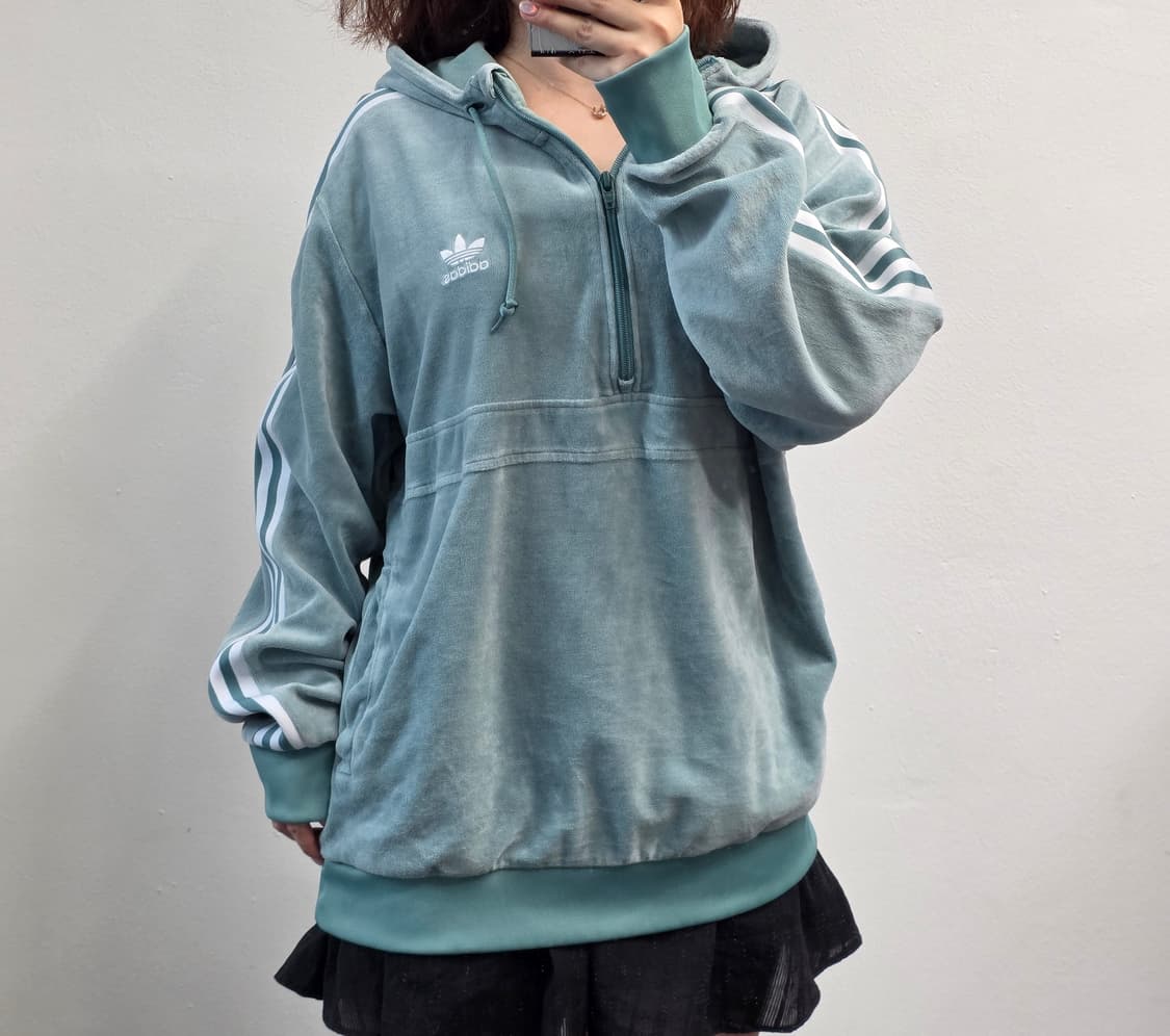 [프힙]2XL/아디다스 벨루어 후드 반집업 민트 상품이미지2