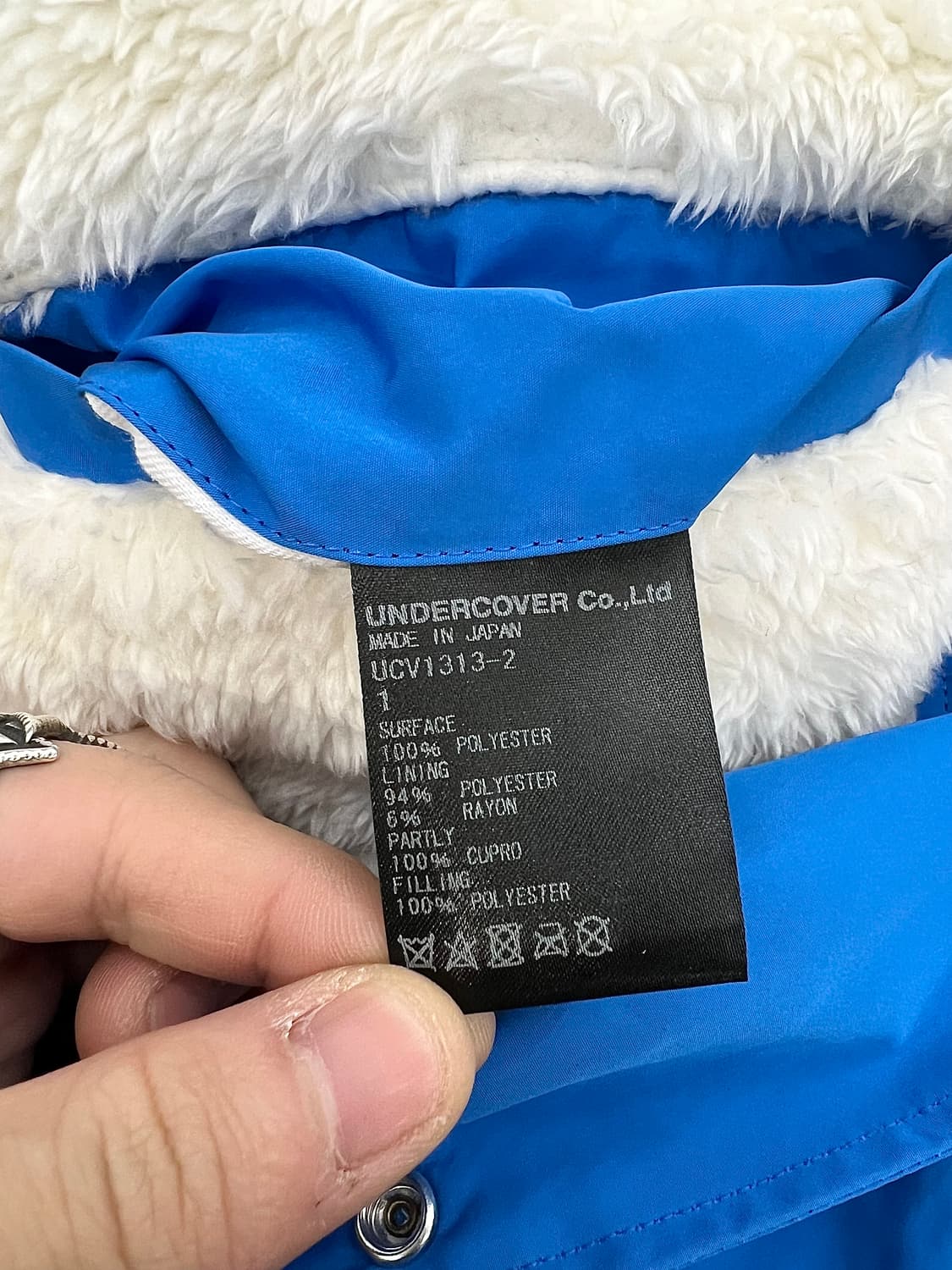 언더커버 19AW 네온 블루 로즈 프린팅 랑게 후디 레인 코트 자켓 상품이미지8